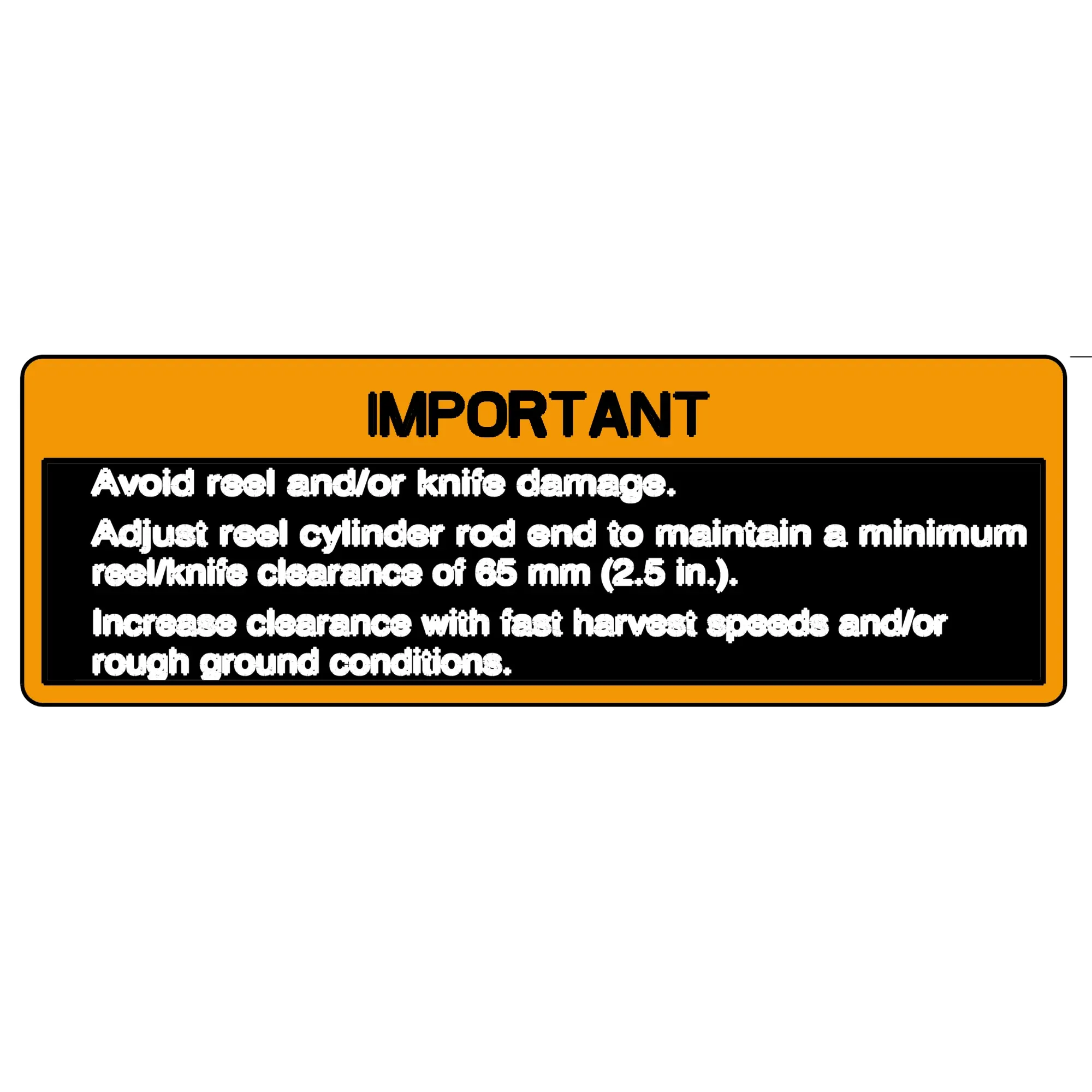 John Deere Instruction Reel Height Label - H236258