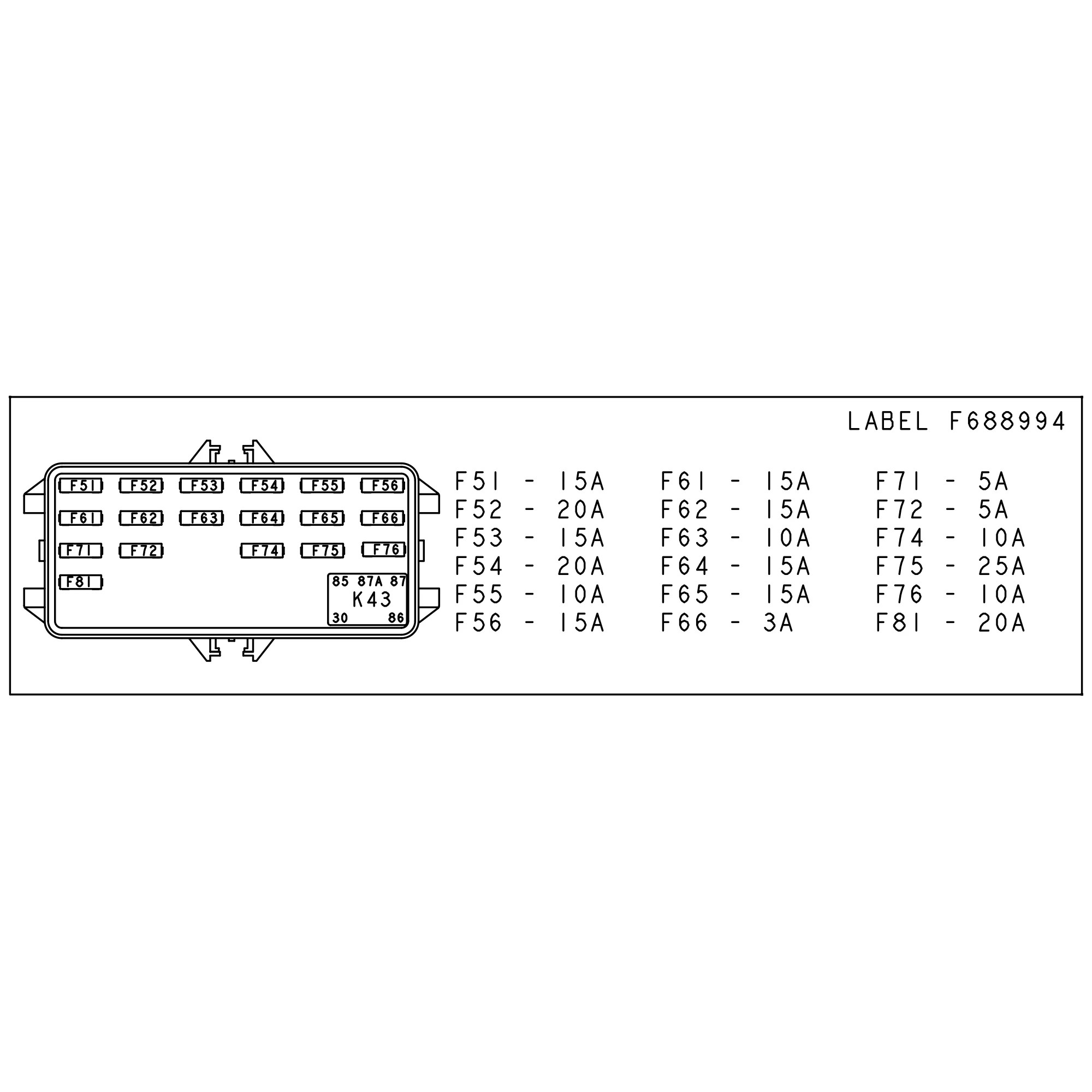 John Deere Fuse Box Label - F688994