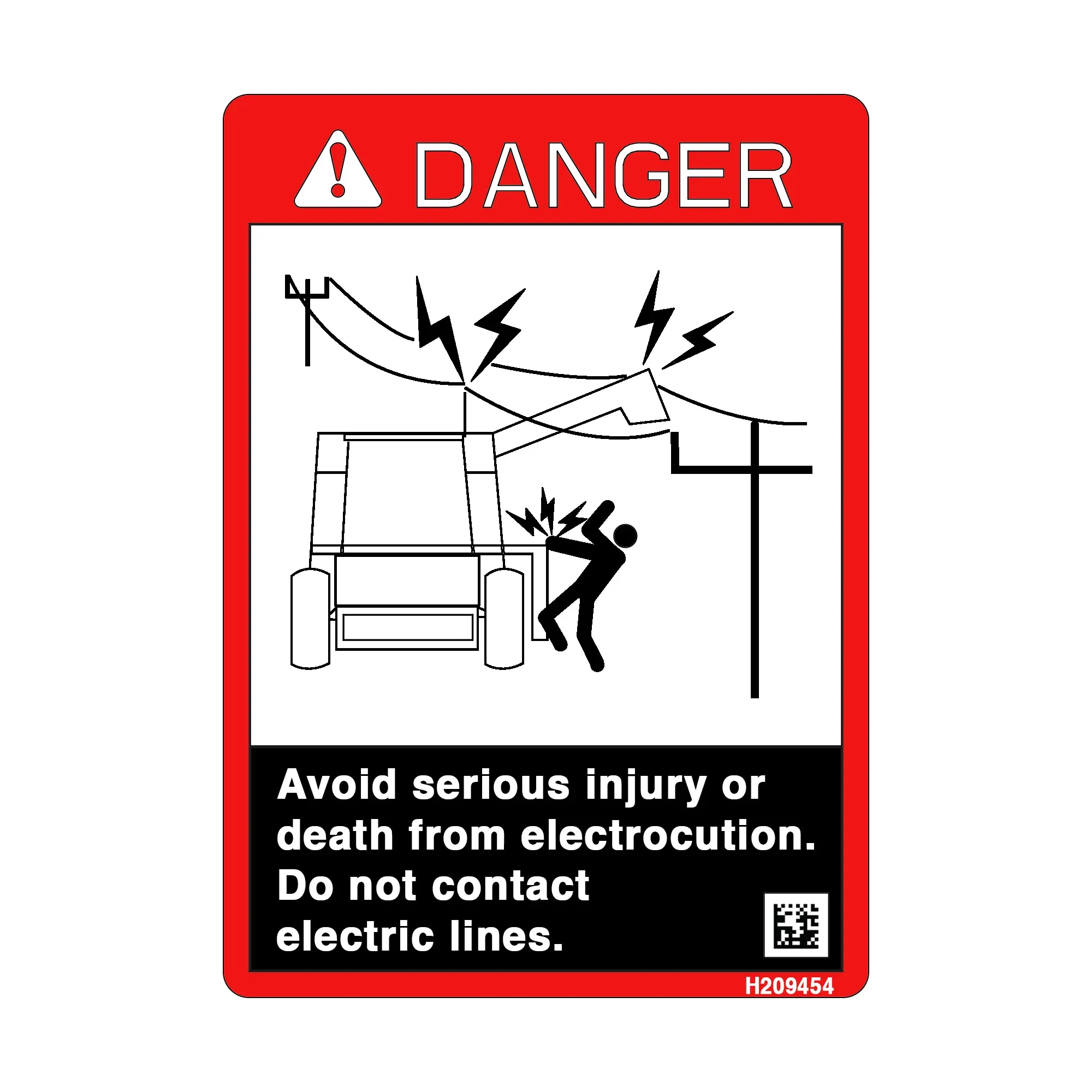 John Deere Safety Sign, Danger, Power Line - H209454