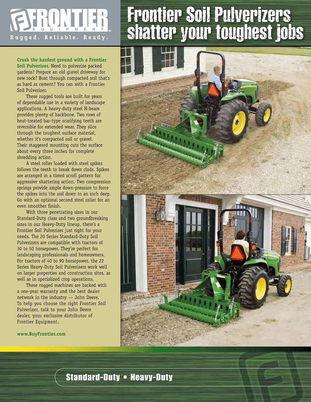 Frontier Soil Pulverizers Product Brochure cover