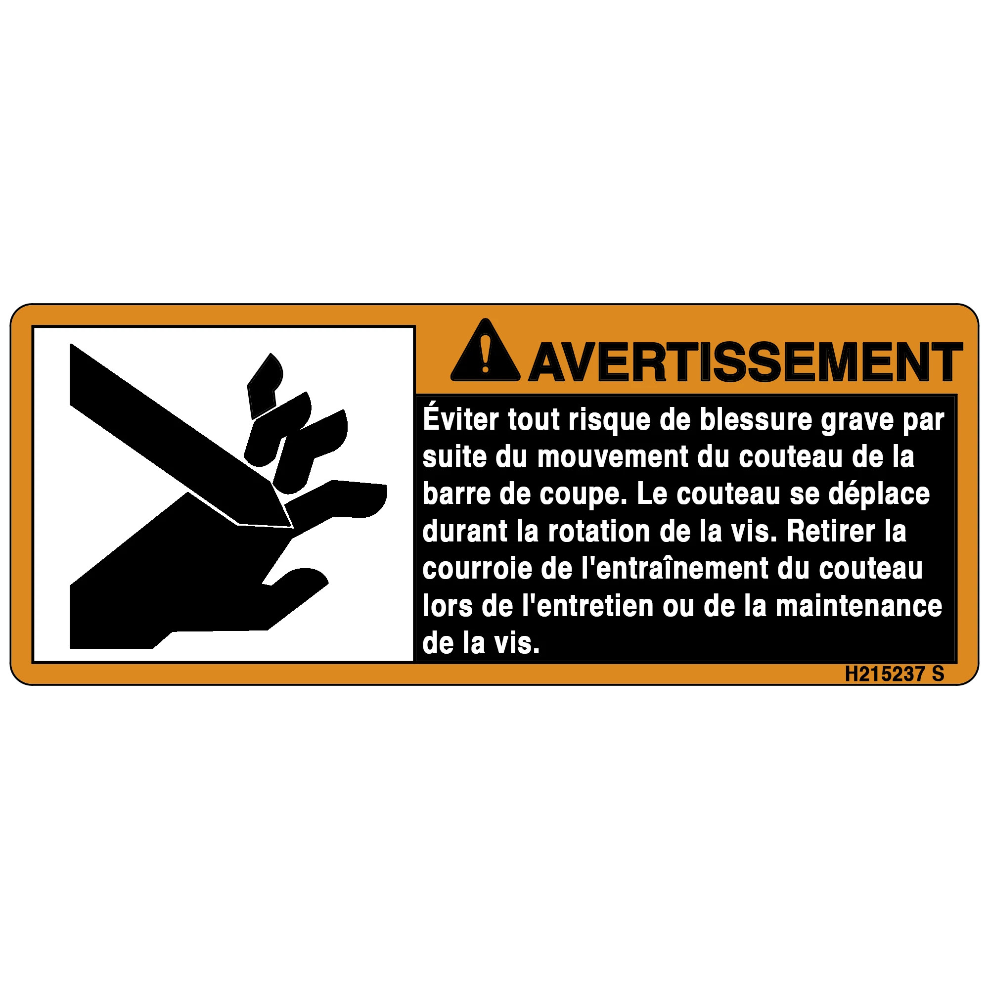 LABEL, CUTTERBAR SAFETY SIGN FRENCH