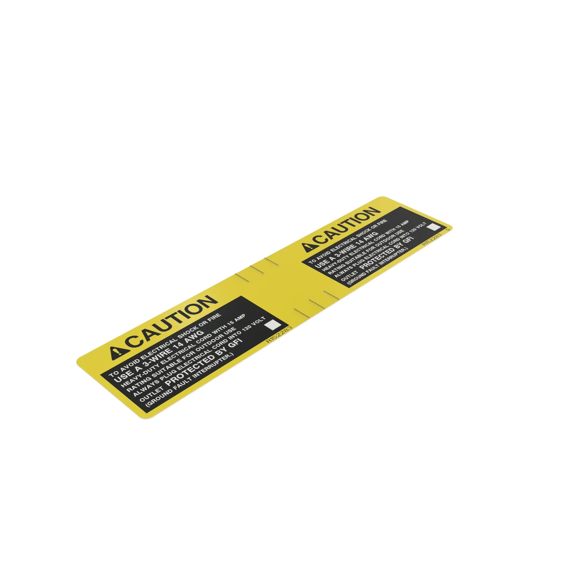 John Deere Caution Label for Ground Fault Circuit - R152283