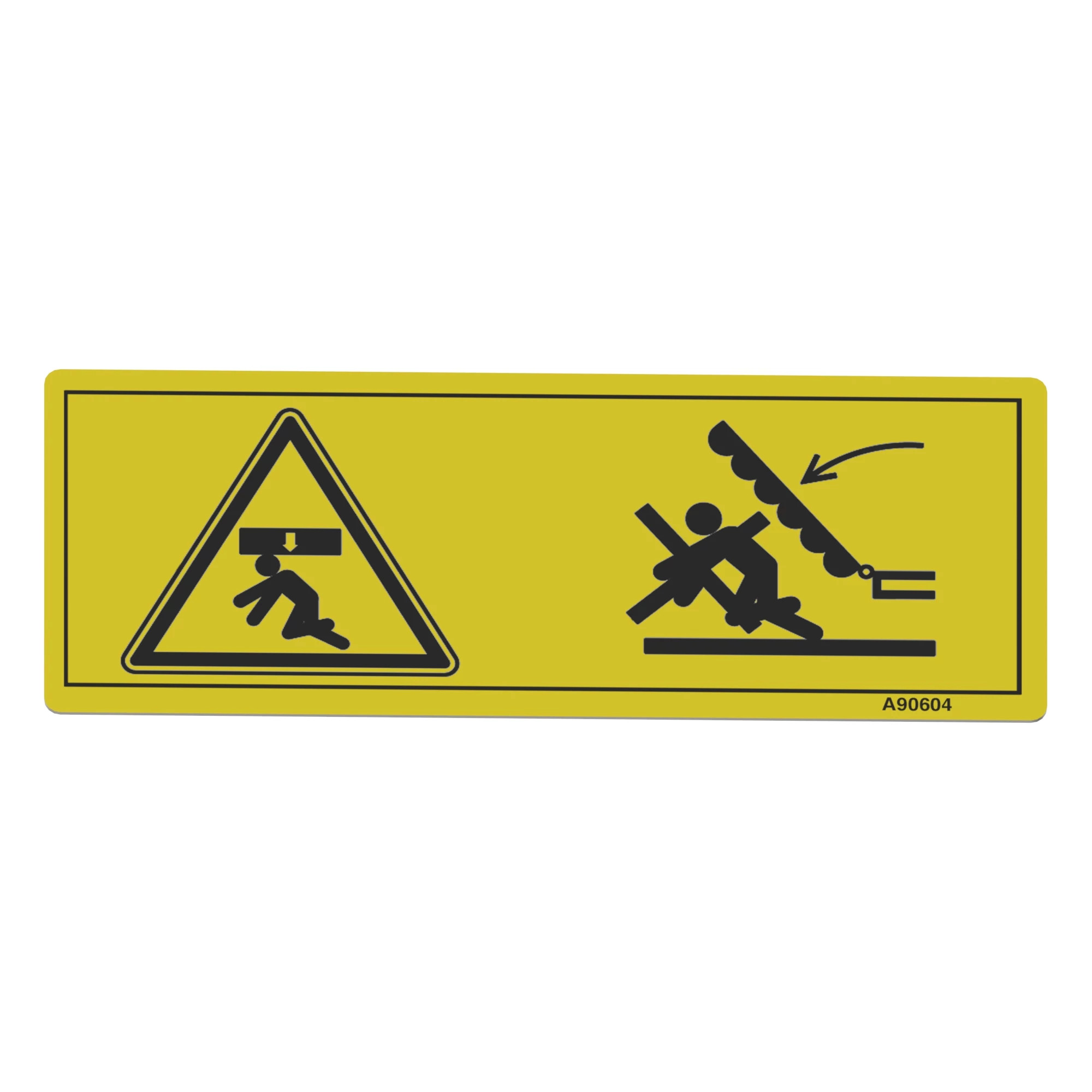 John Deere Caution Wing Crush, Text Free Label - A90604