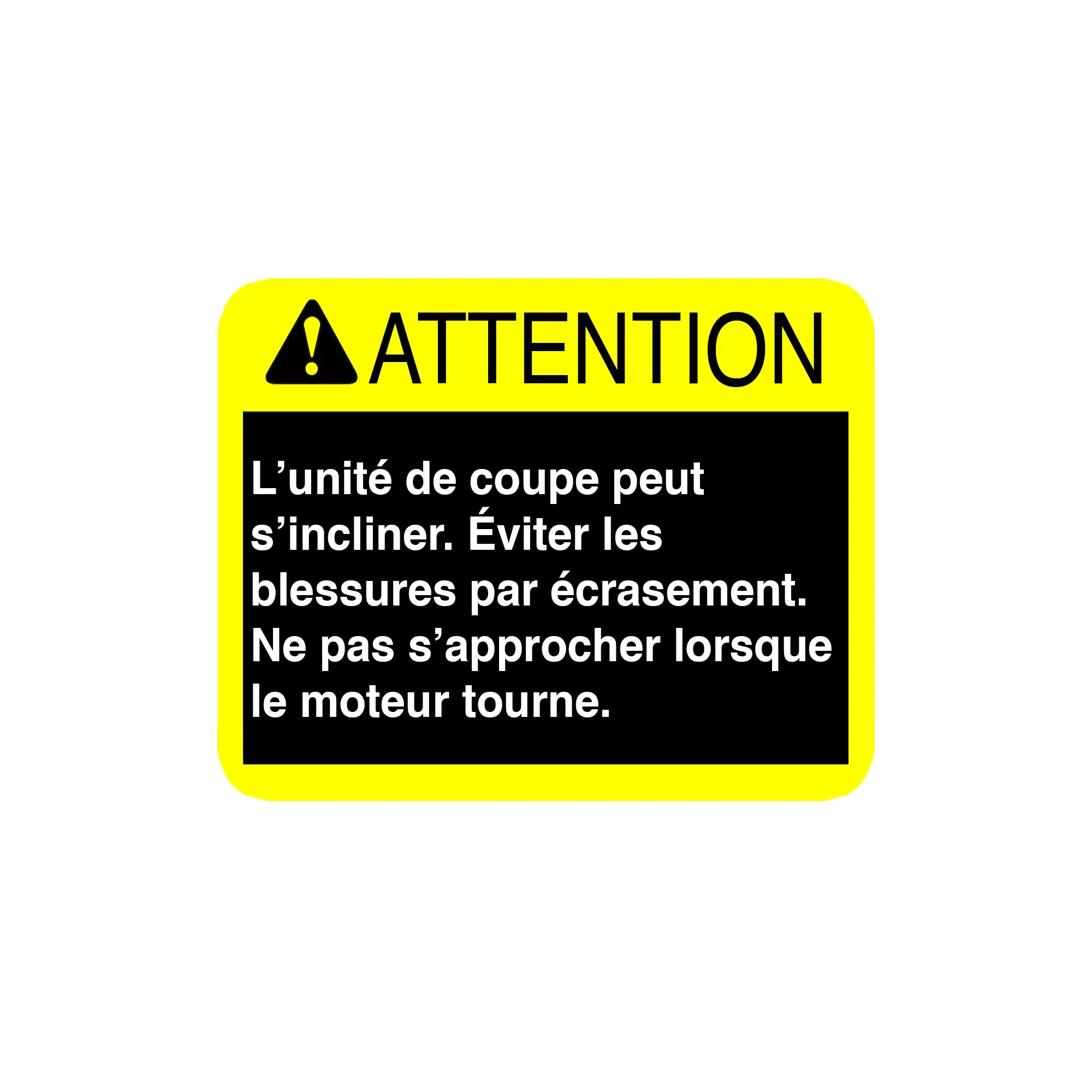 John Deere Caution Header Tilt Label, French - H173908