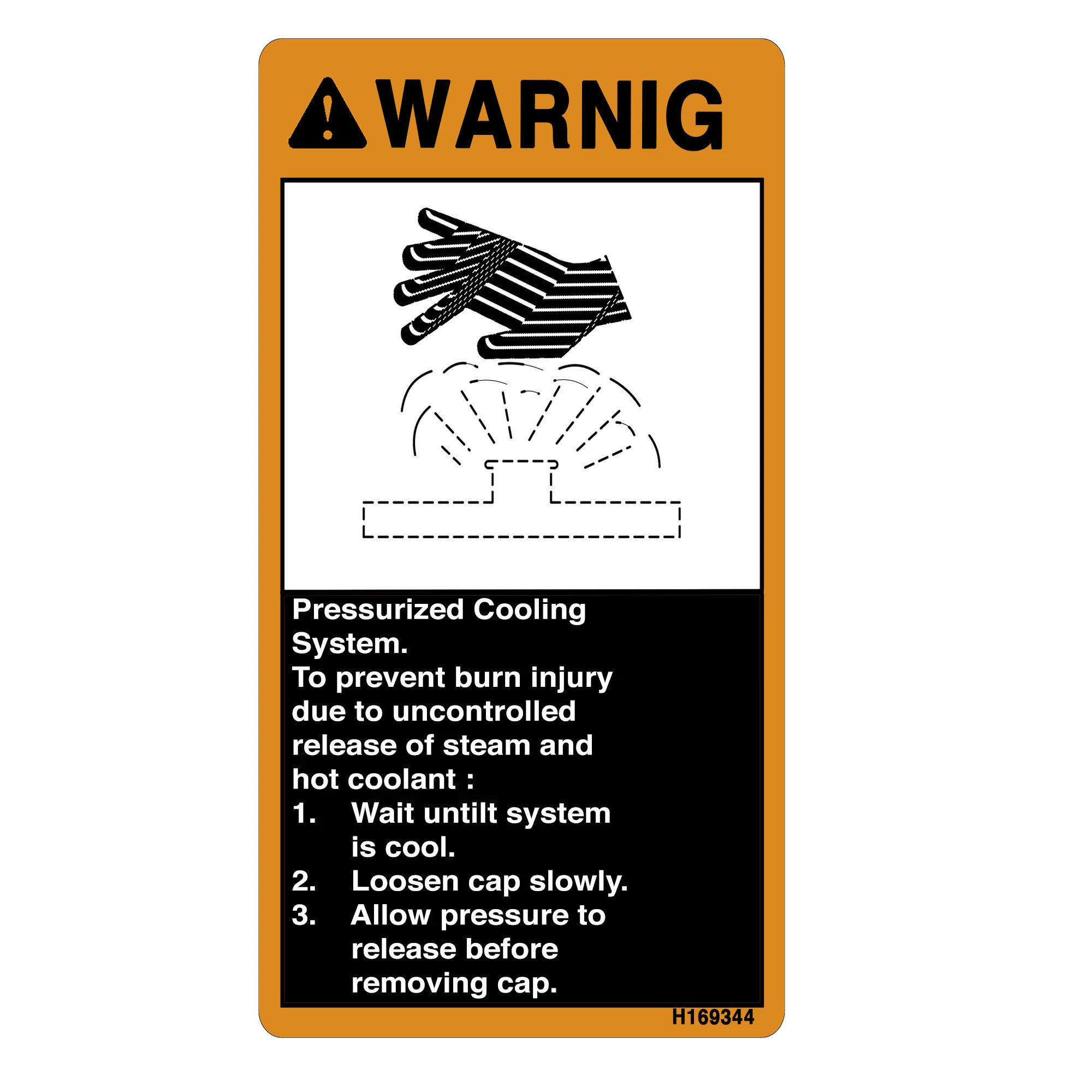 WARNING LABEL, PRESSURE COOLING