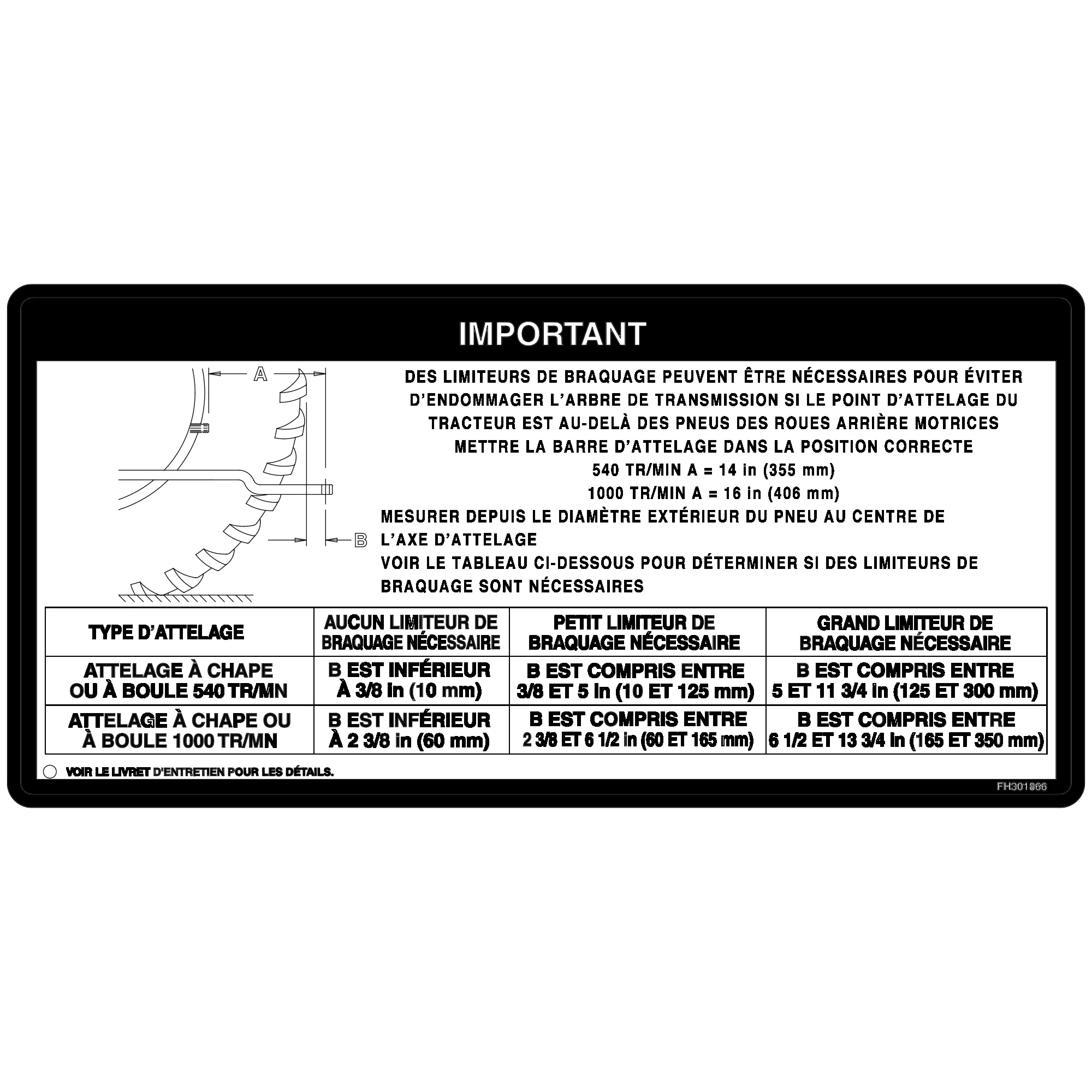 John Deere Label, Turn Limiter Instruction, French - FH301866
