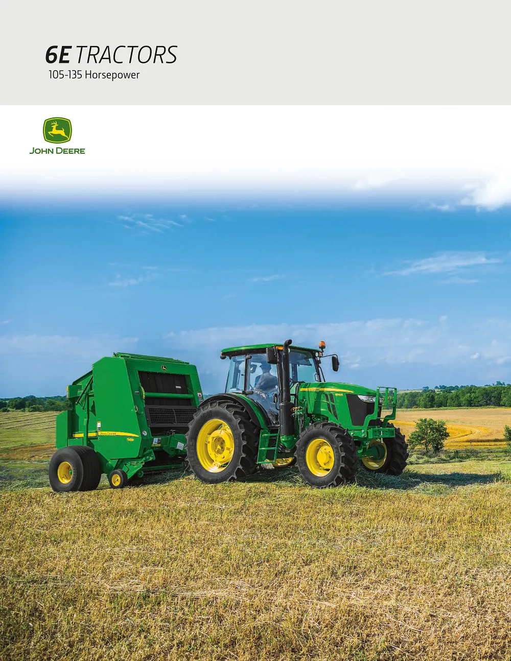 6E Series 105–135 Engine Horsepower Utility Tractors Brochure cover