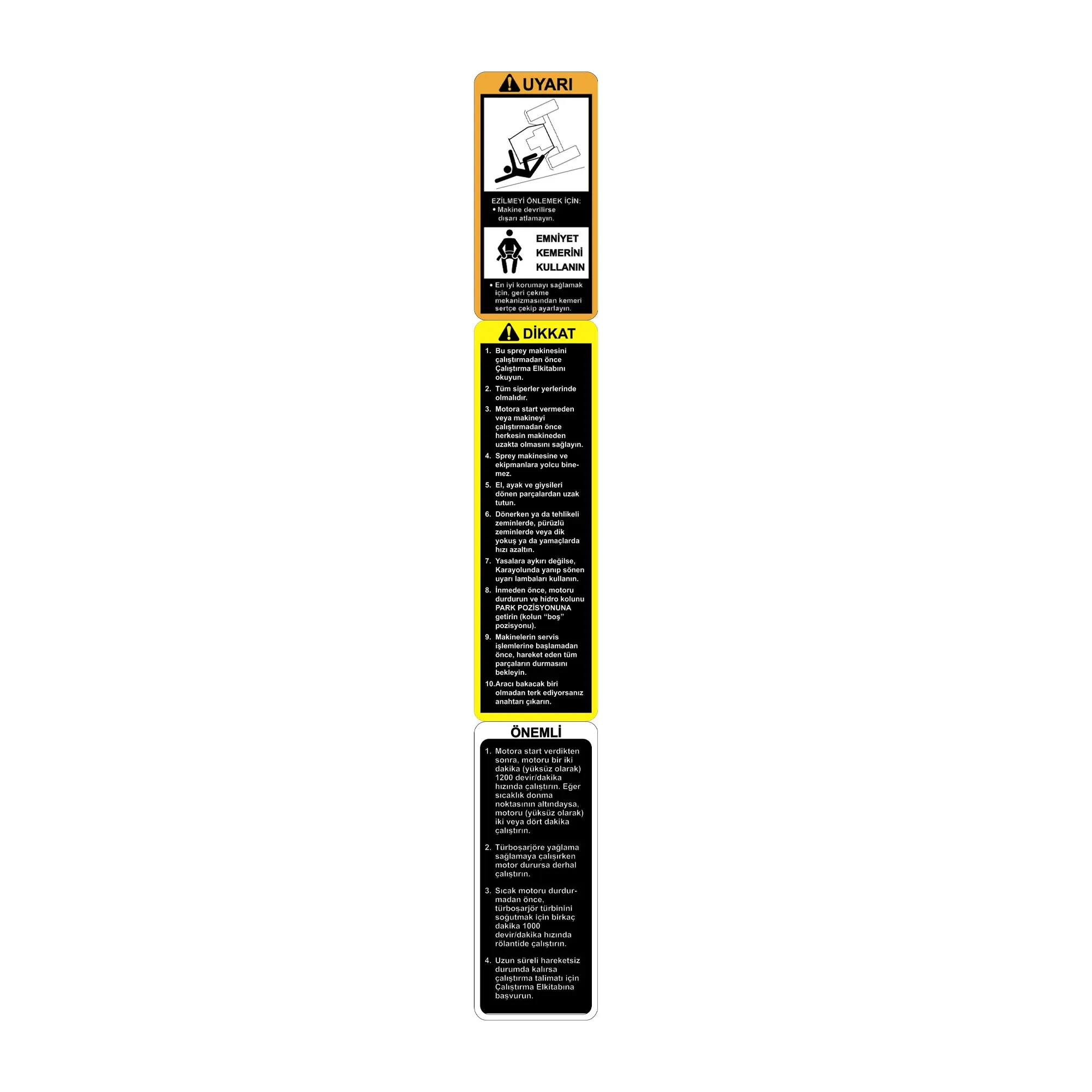 John Deere ROPS Warning Caution Label, Turkish - N310195