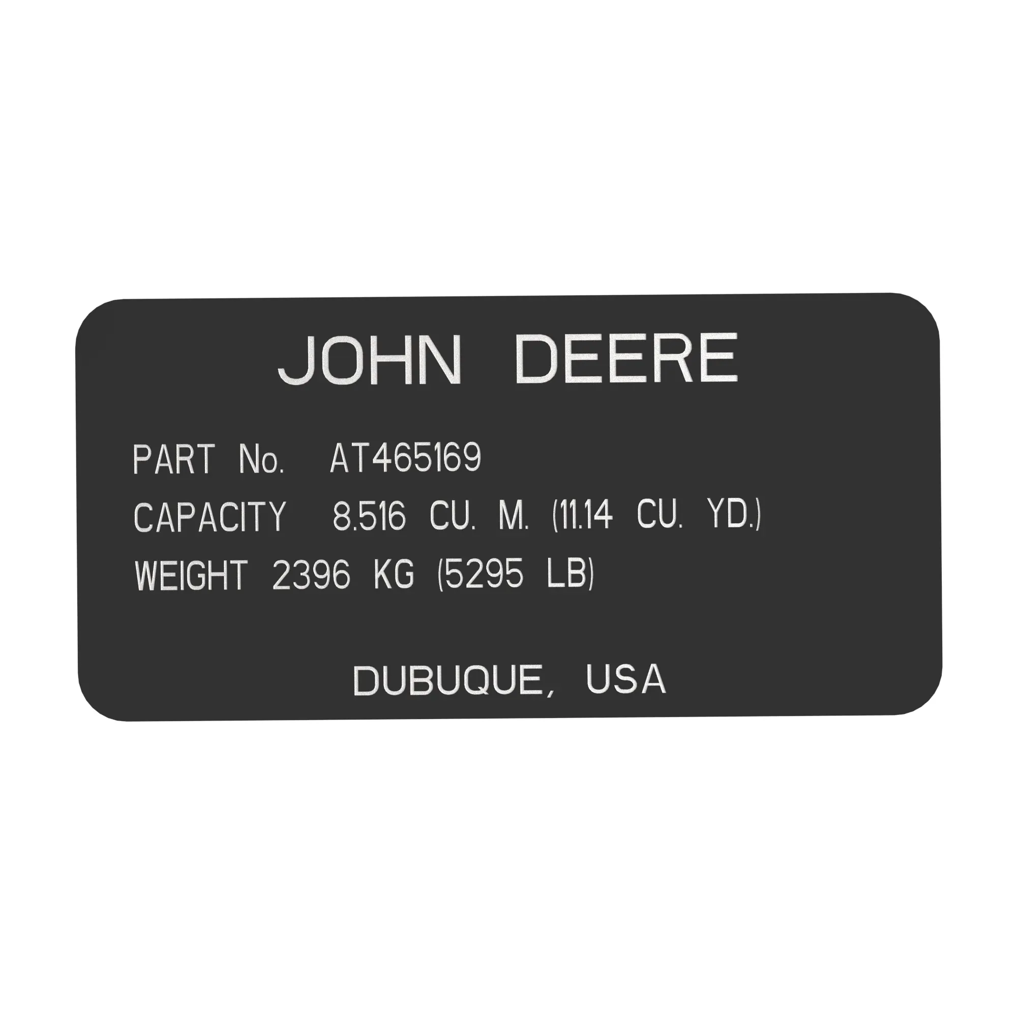 John Deere Identification Plate - T376631