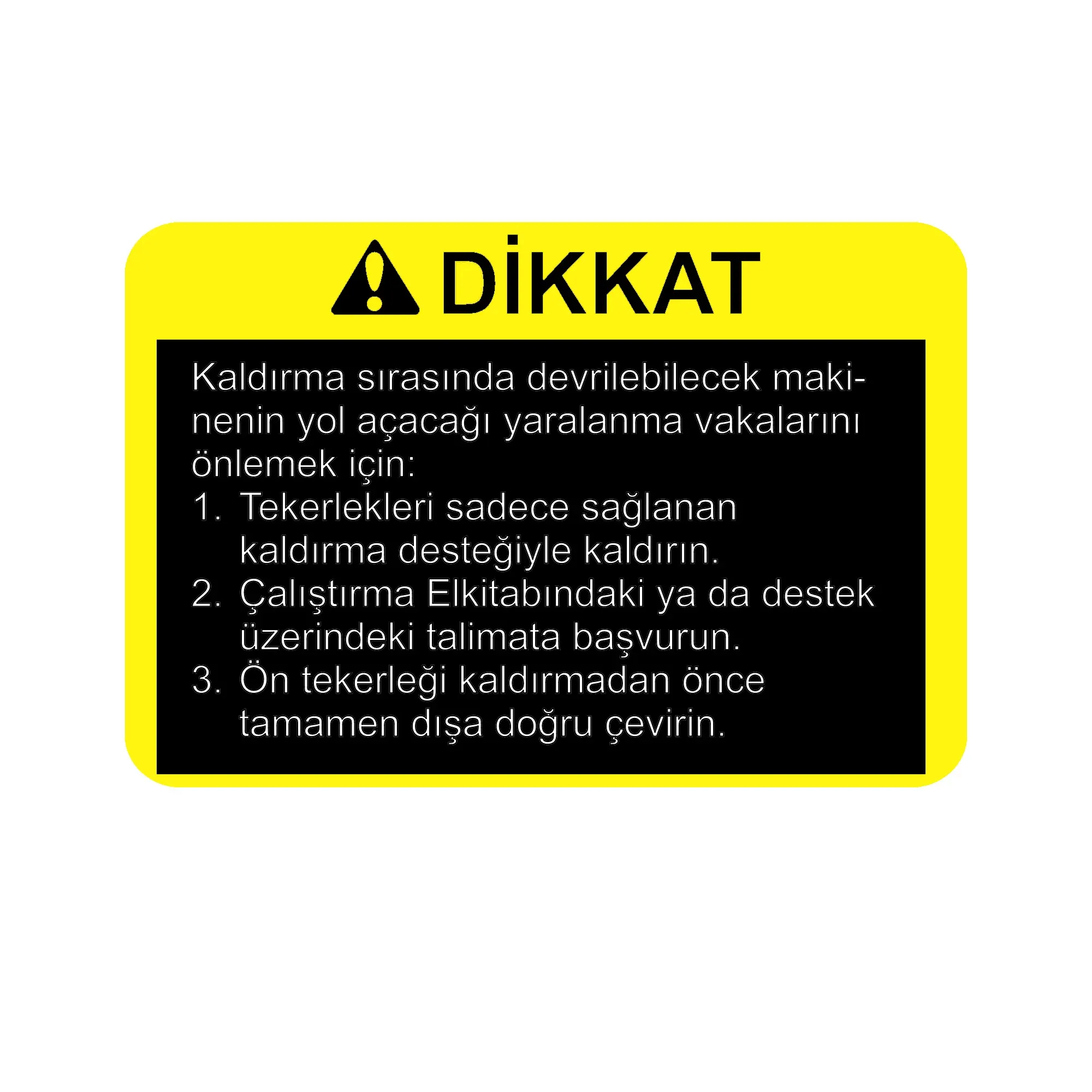 John Deere Caution Jacking Label, Turkish - N310207