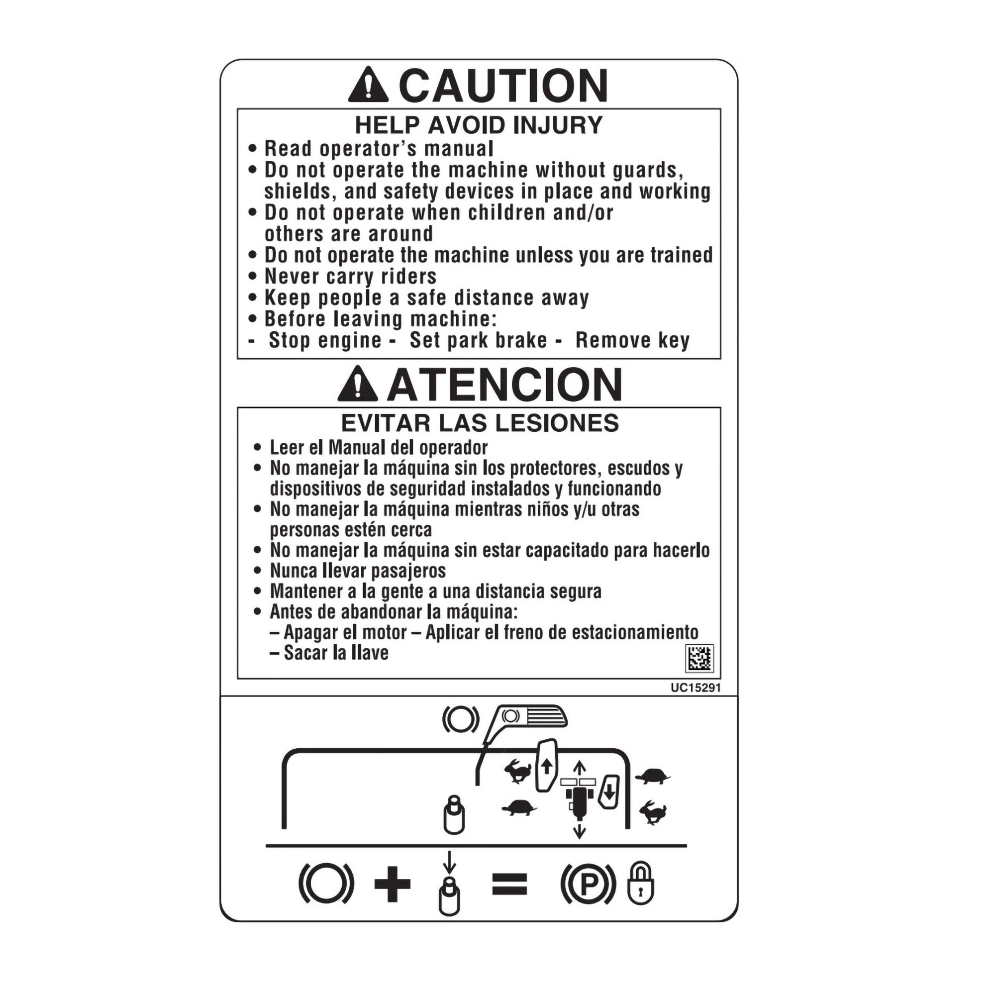 John Deere Caution Tunnel Label - UC15291