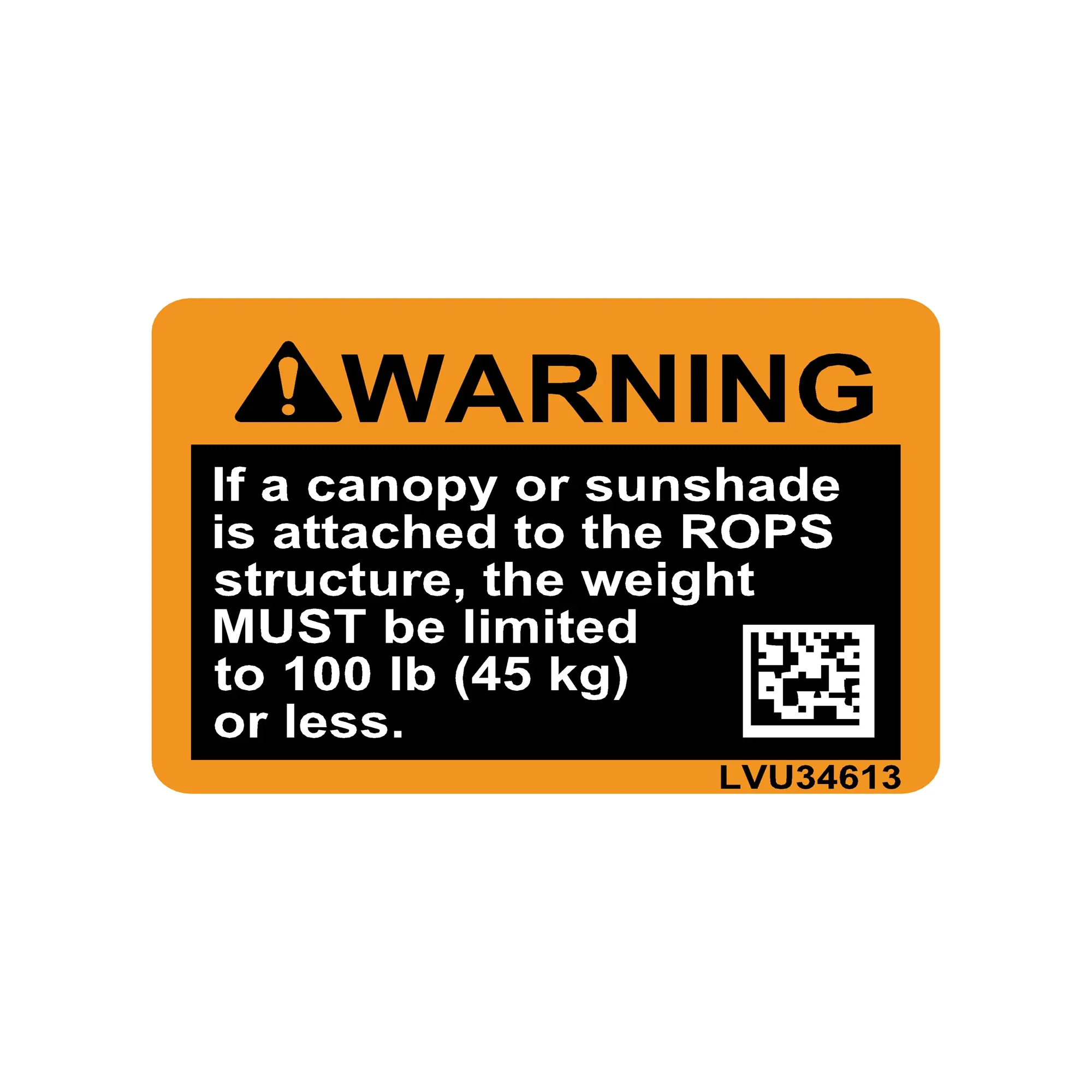 John Deere Warning General Caution Safety Sign Label - LVU34613