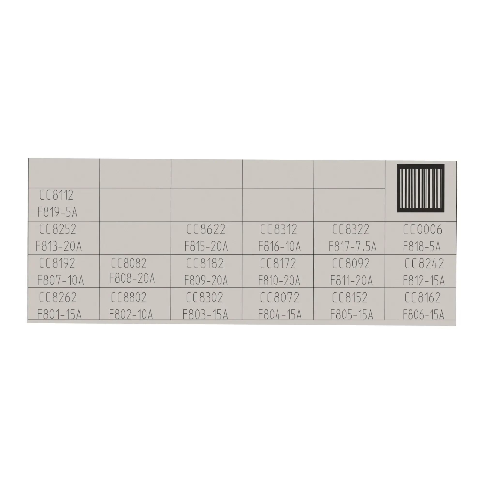 John Deere Fuse Location Chart Label - AXE69262