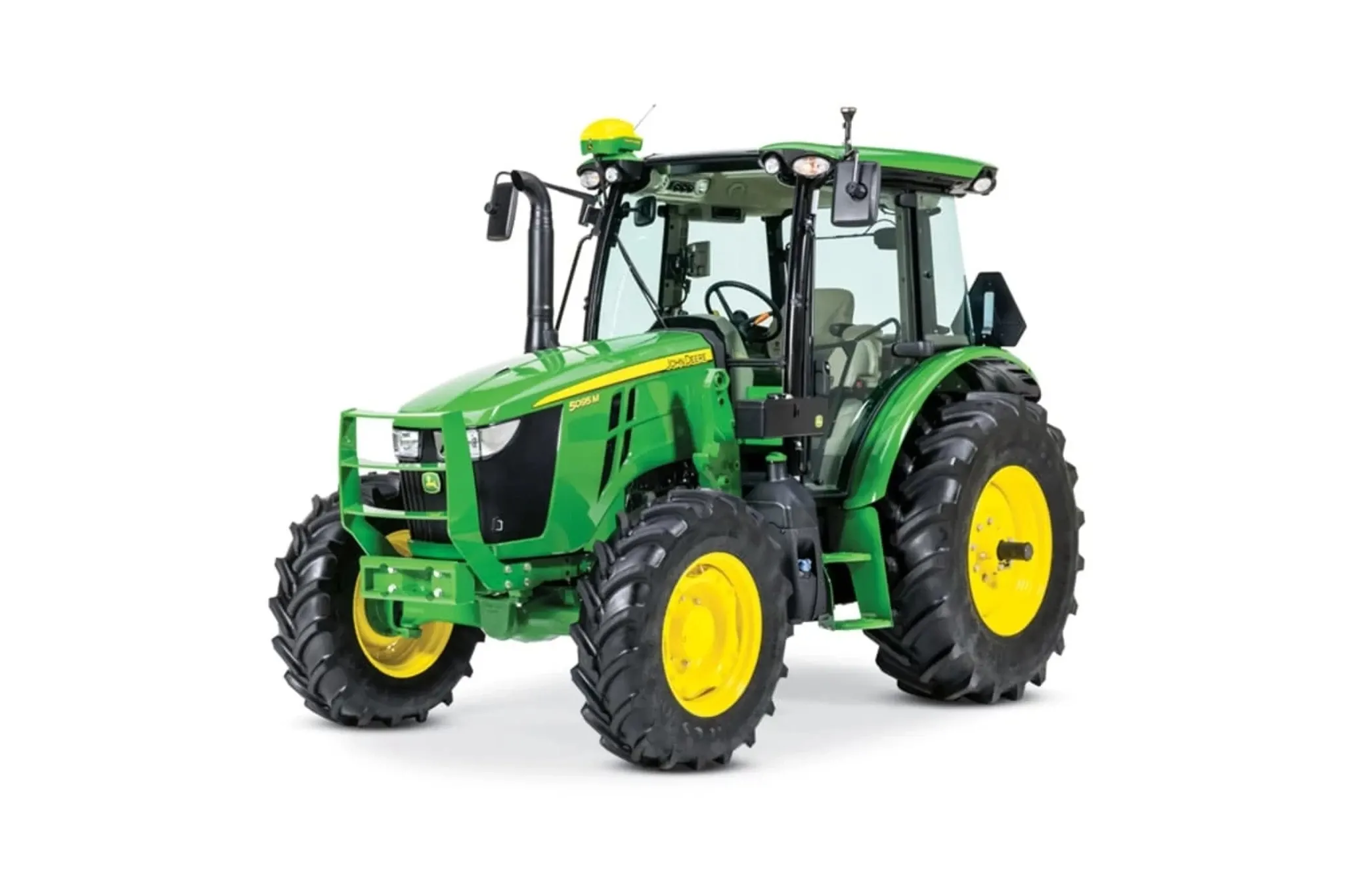 Studio image with a front left view of a 5095M Utility Tractor