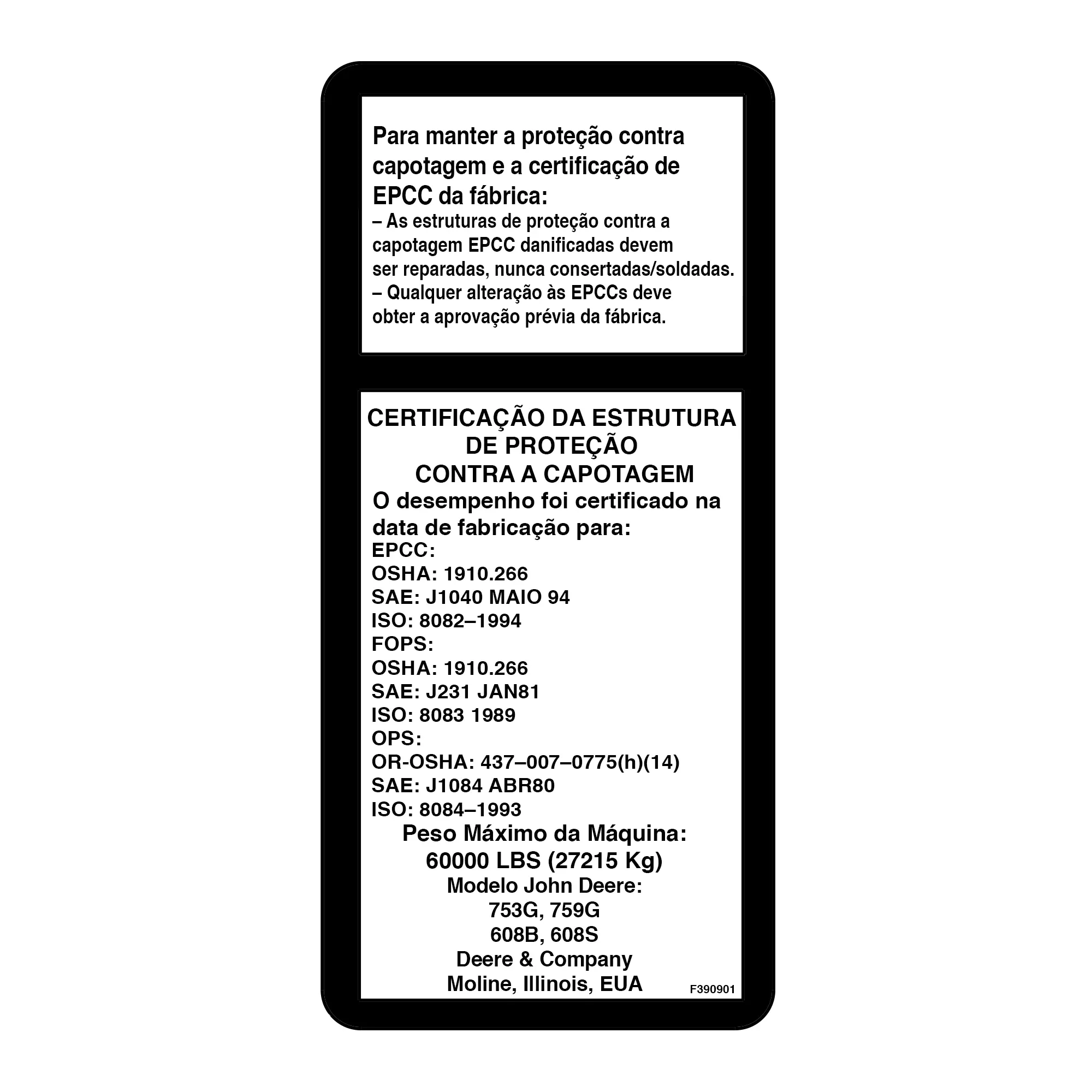 John Deere ROPS Label - F390901