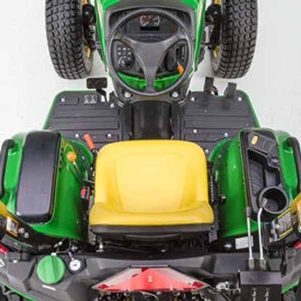 Top view of a 3E tractor's operator's station with optional selective control valve (SCV) levers