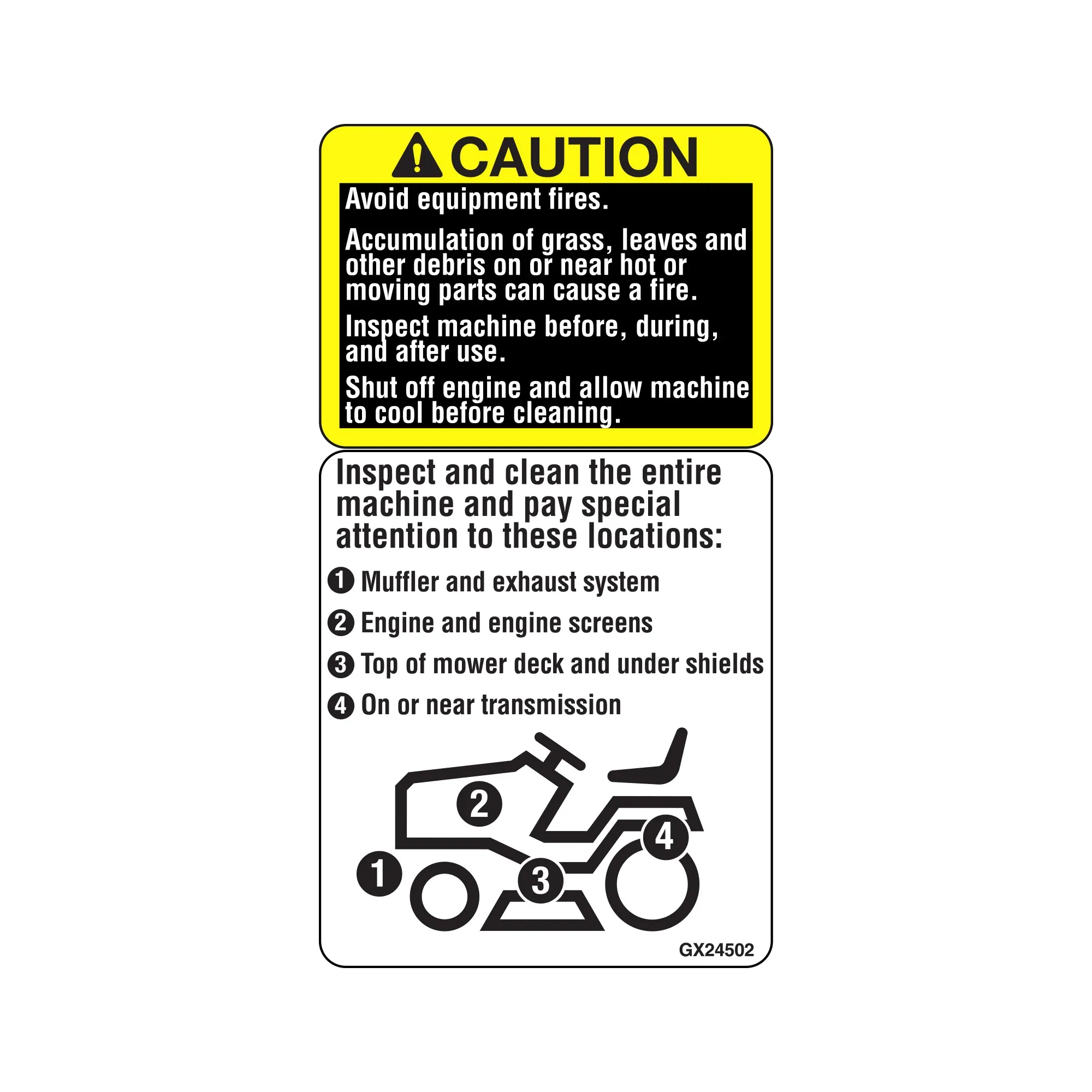 John Deere Tractor Cleanout Label - GX24502
