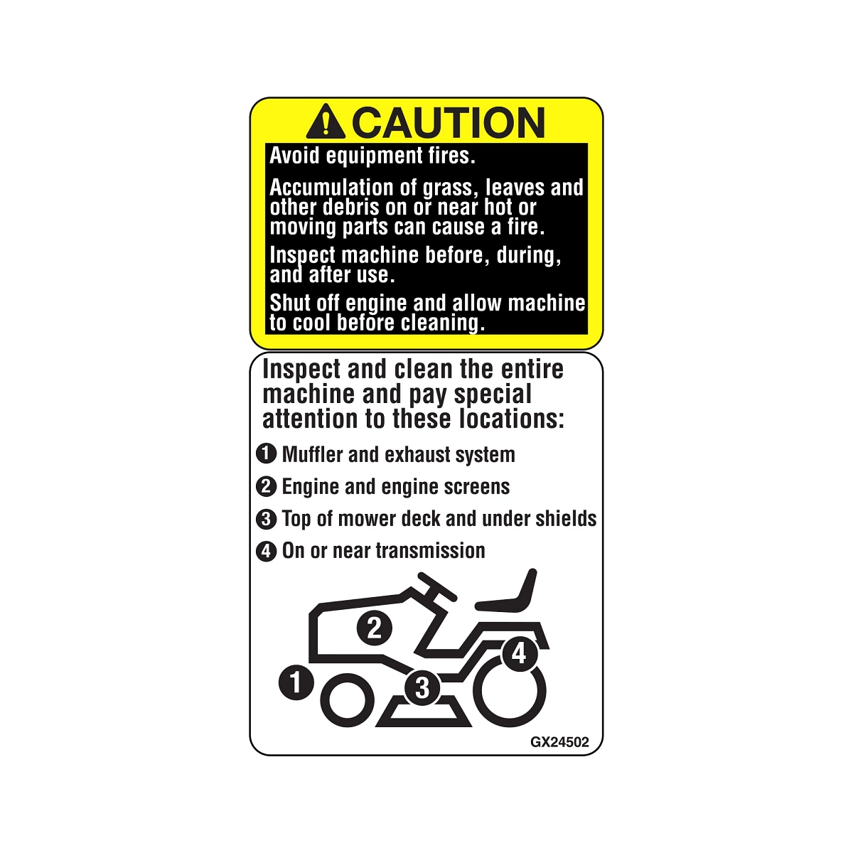 Label, Tractor Cleanout