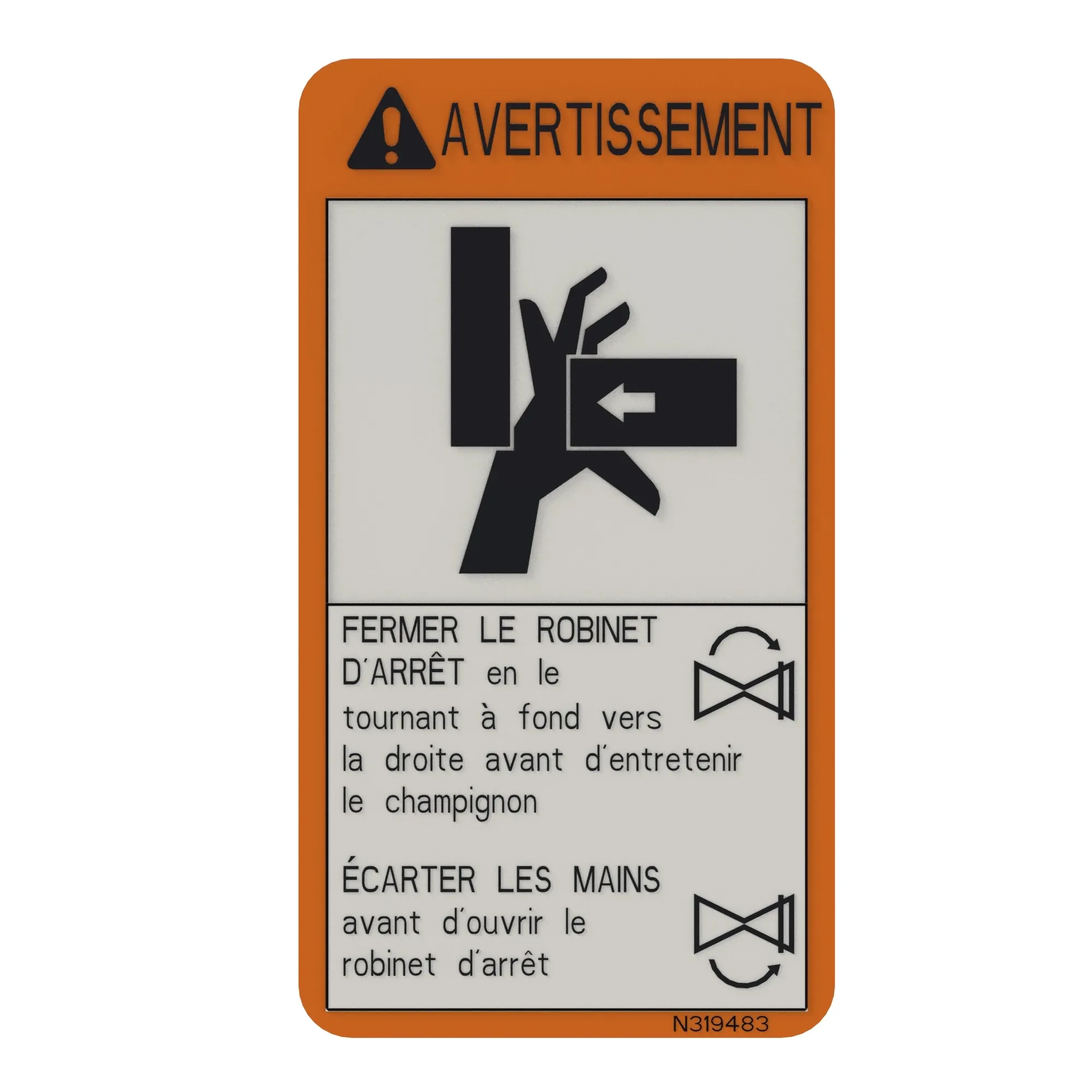 John Deere Safety Sign, Warning Label, French - N319483