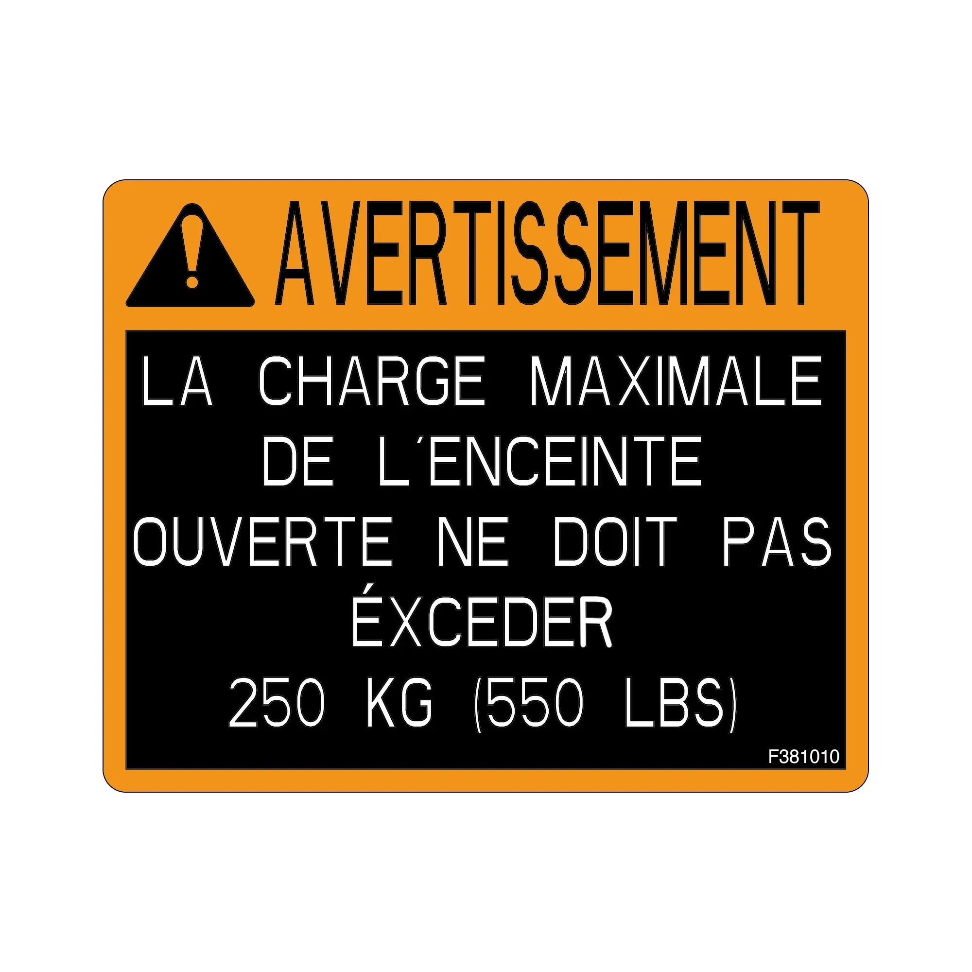John Deere Enclosure Load Decal, French - F381010