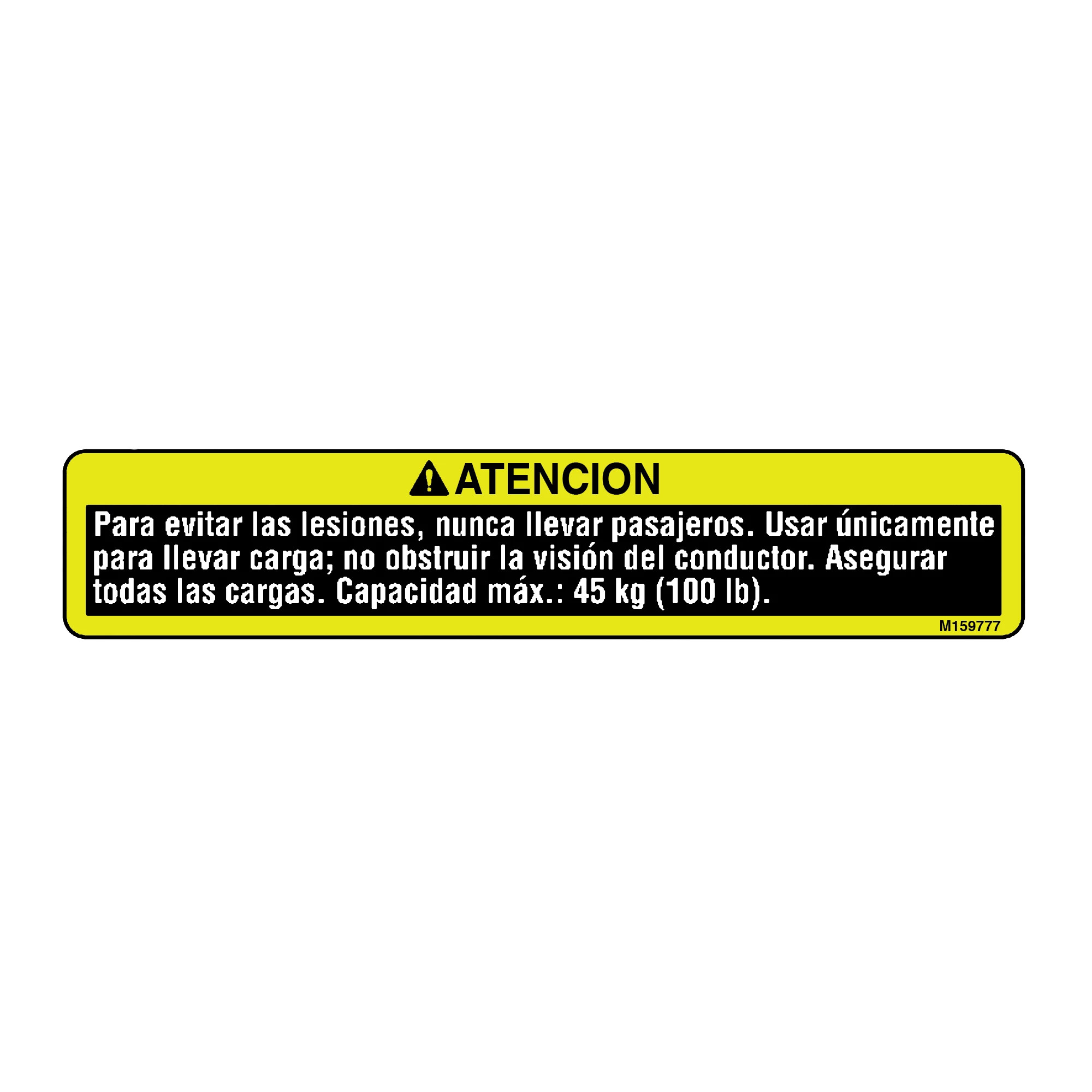 SAFETY SIGN, LABEL, MAX WEIGHT WARN