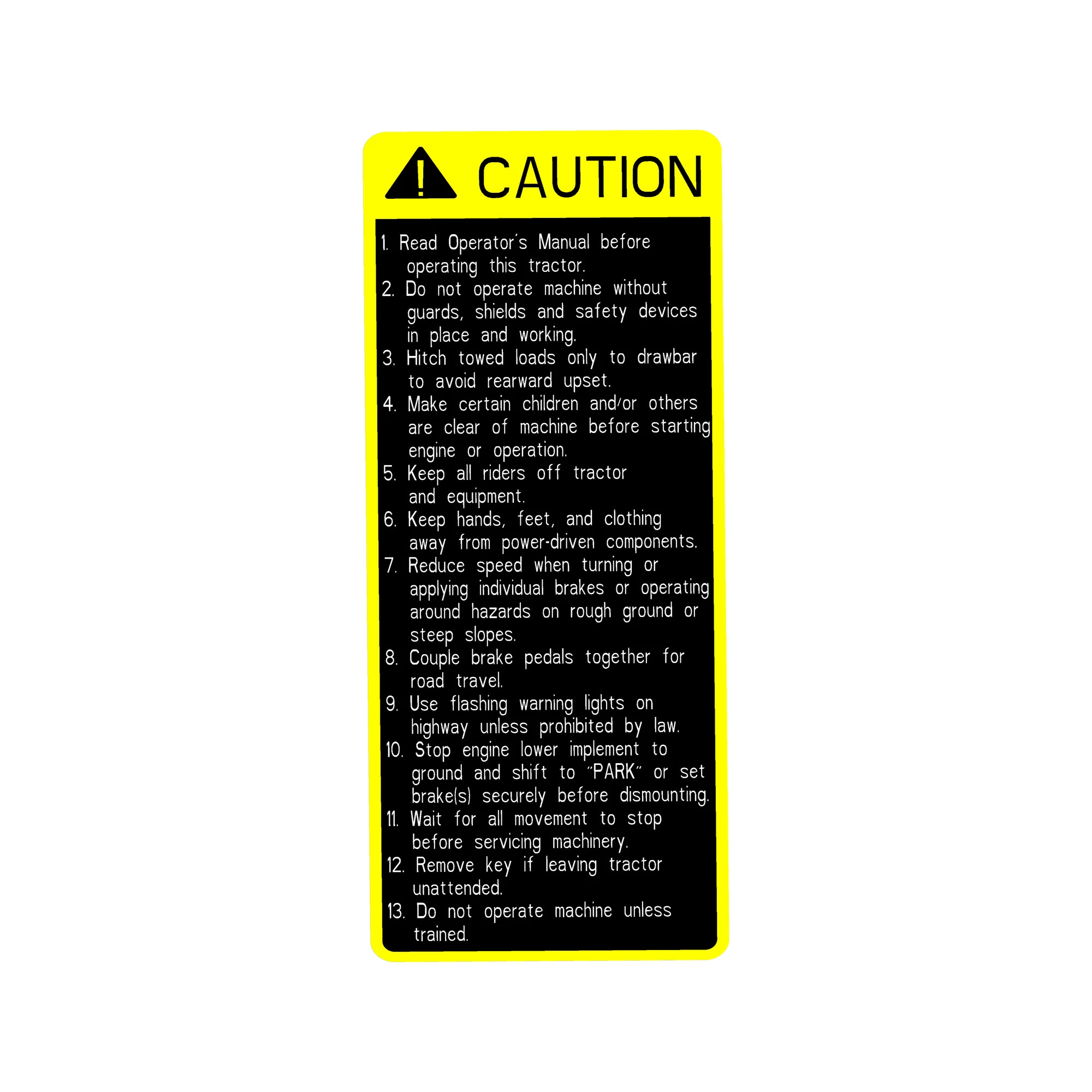 John Deere Cab DOM Caution Decal - LVU20486