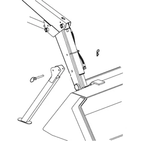 Computer-generated black and white sketch of a 500E loader's parking stand
