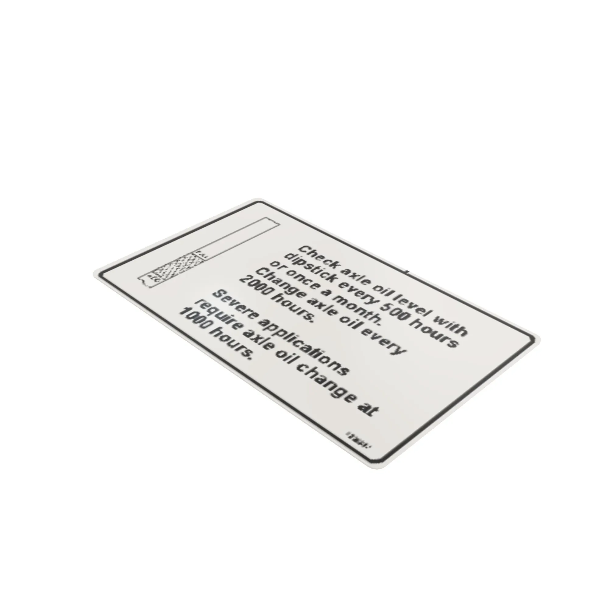 John Deere Axle Oil Level Label - T225397