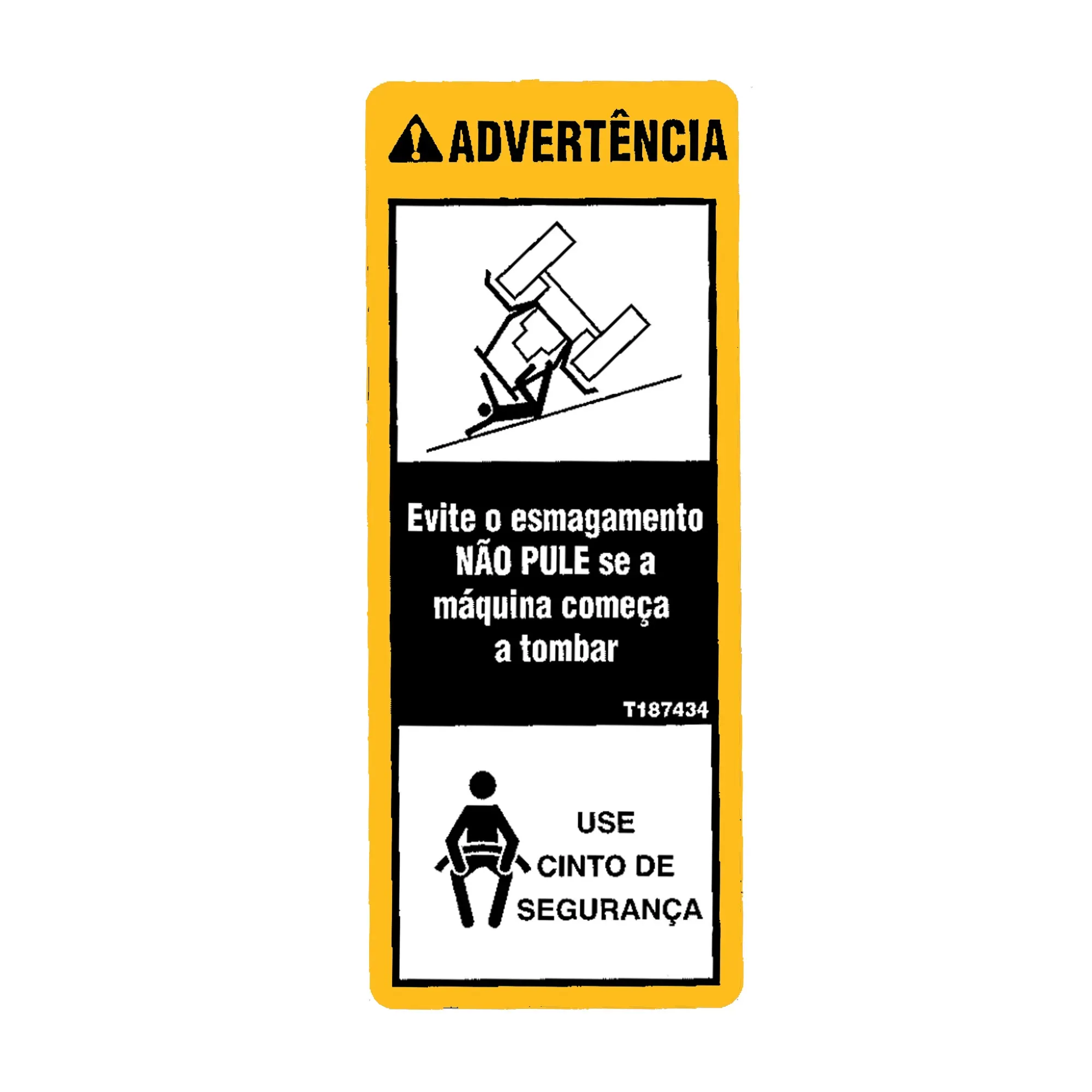 John Deere Warning Seat Belt Label, Portuguese - T187434
