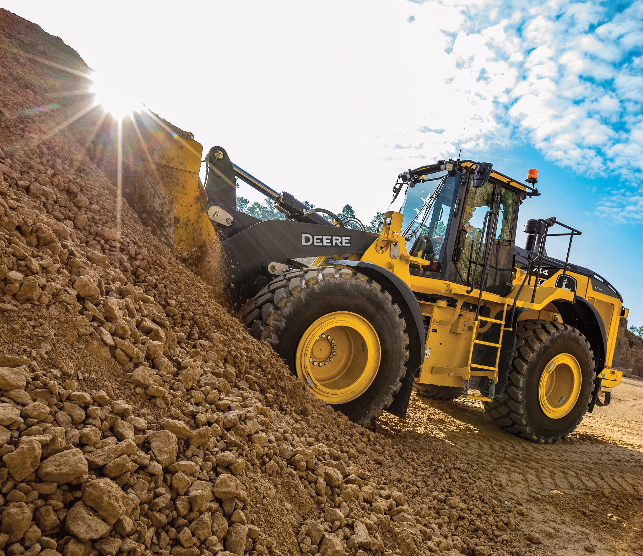 744 X-Tier Wheel Loader moving dirt