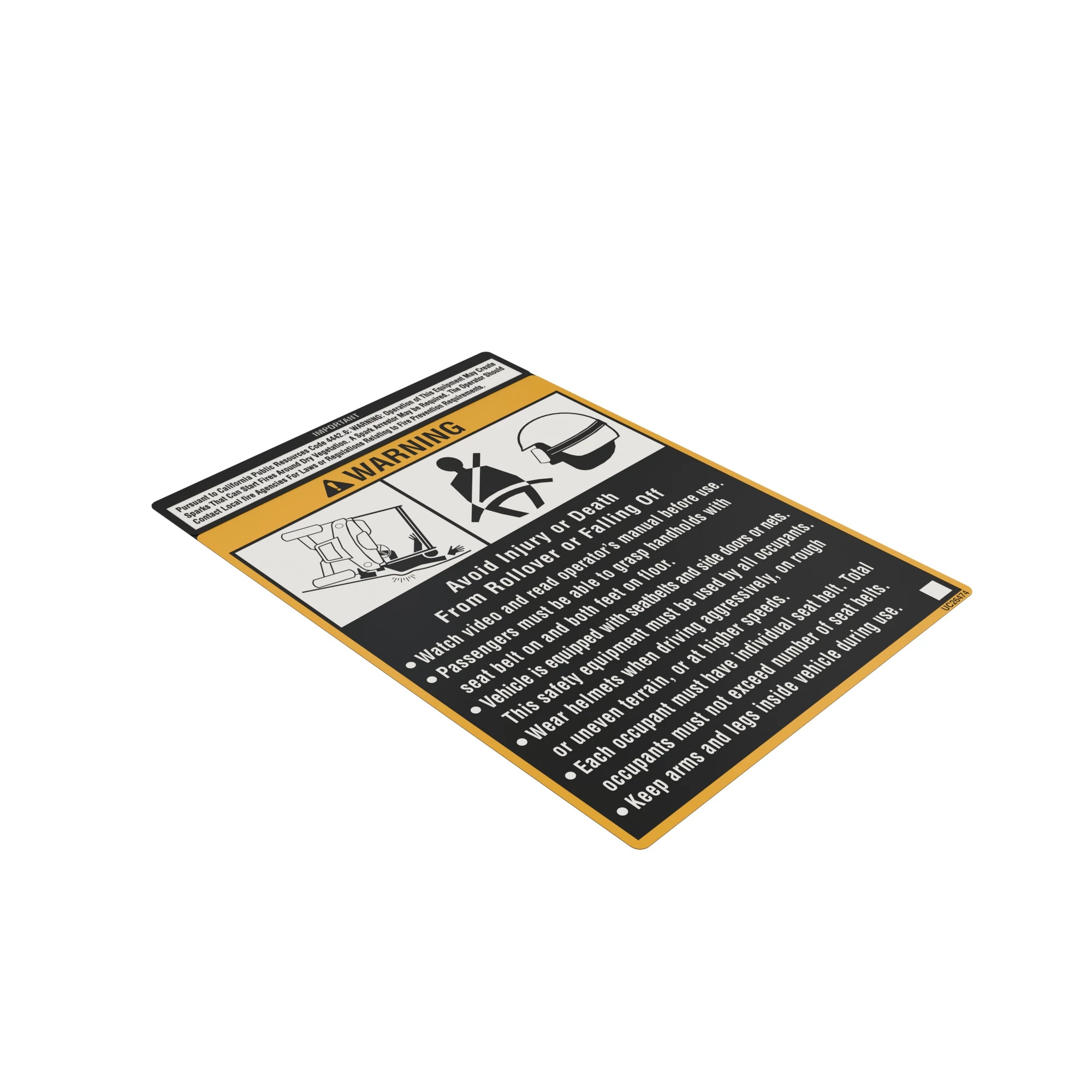 John Deere RH Firewall Safety Sign - UC26474