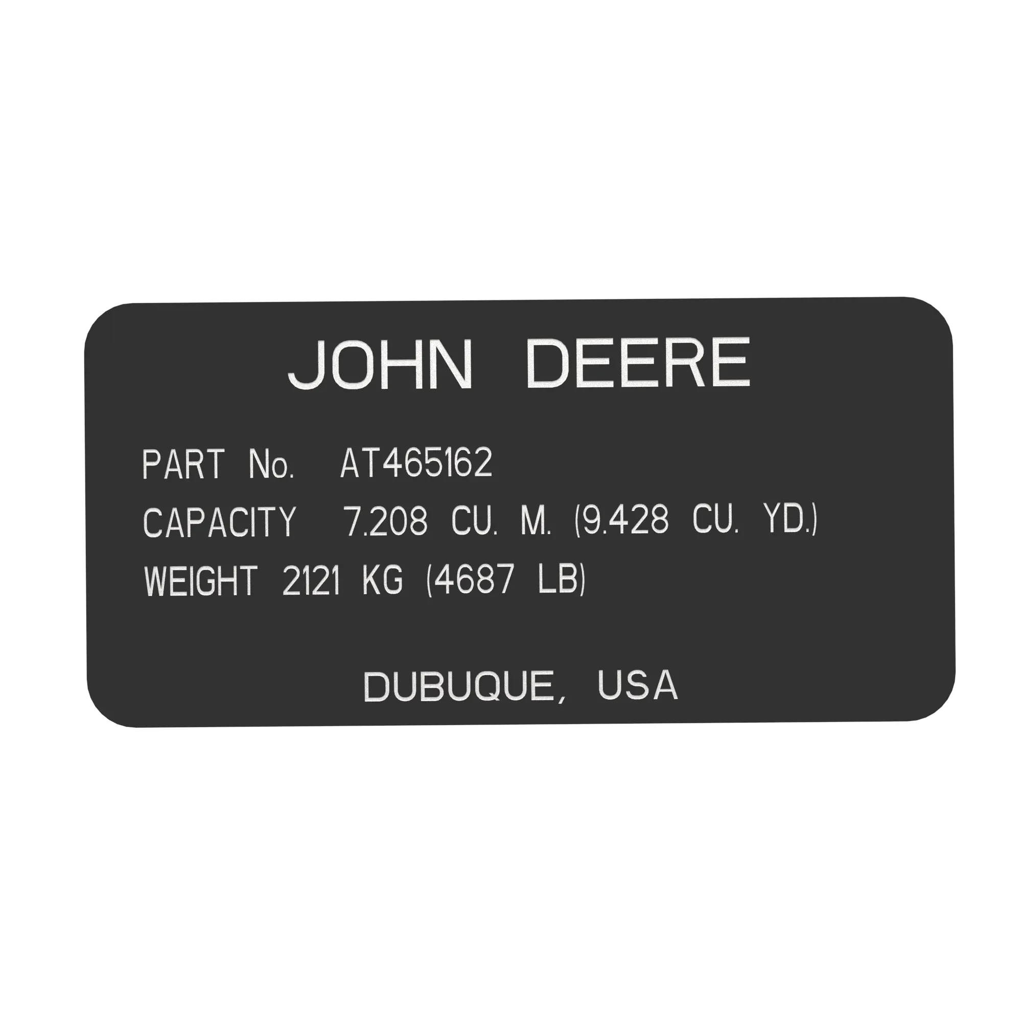 John Deere Identification Plate - T376621