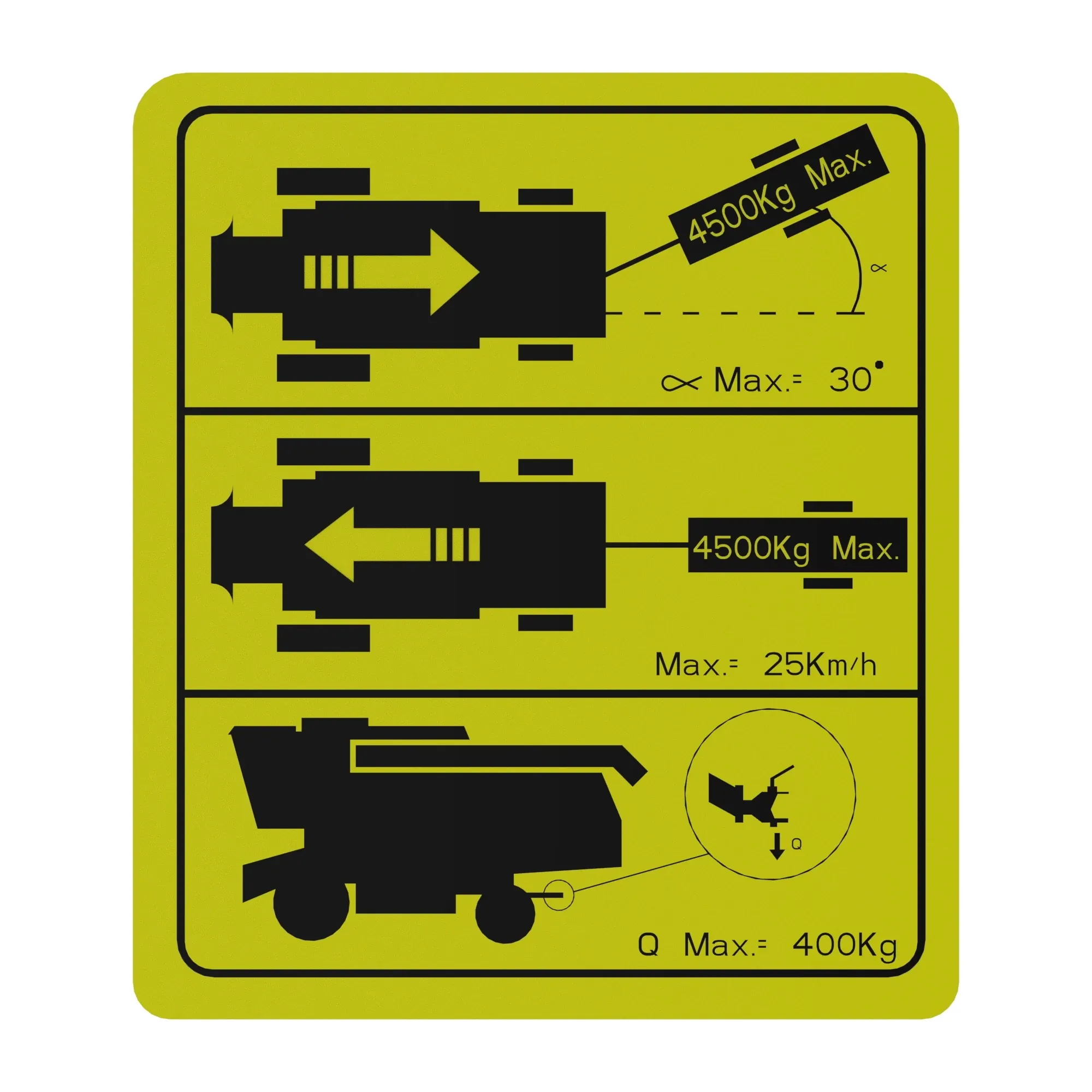 John Deere Label, Tow Hitch Rating - H228946