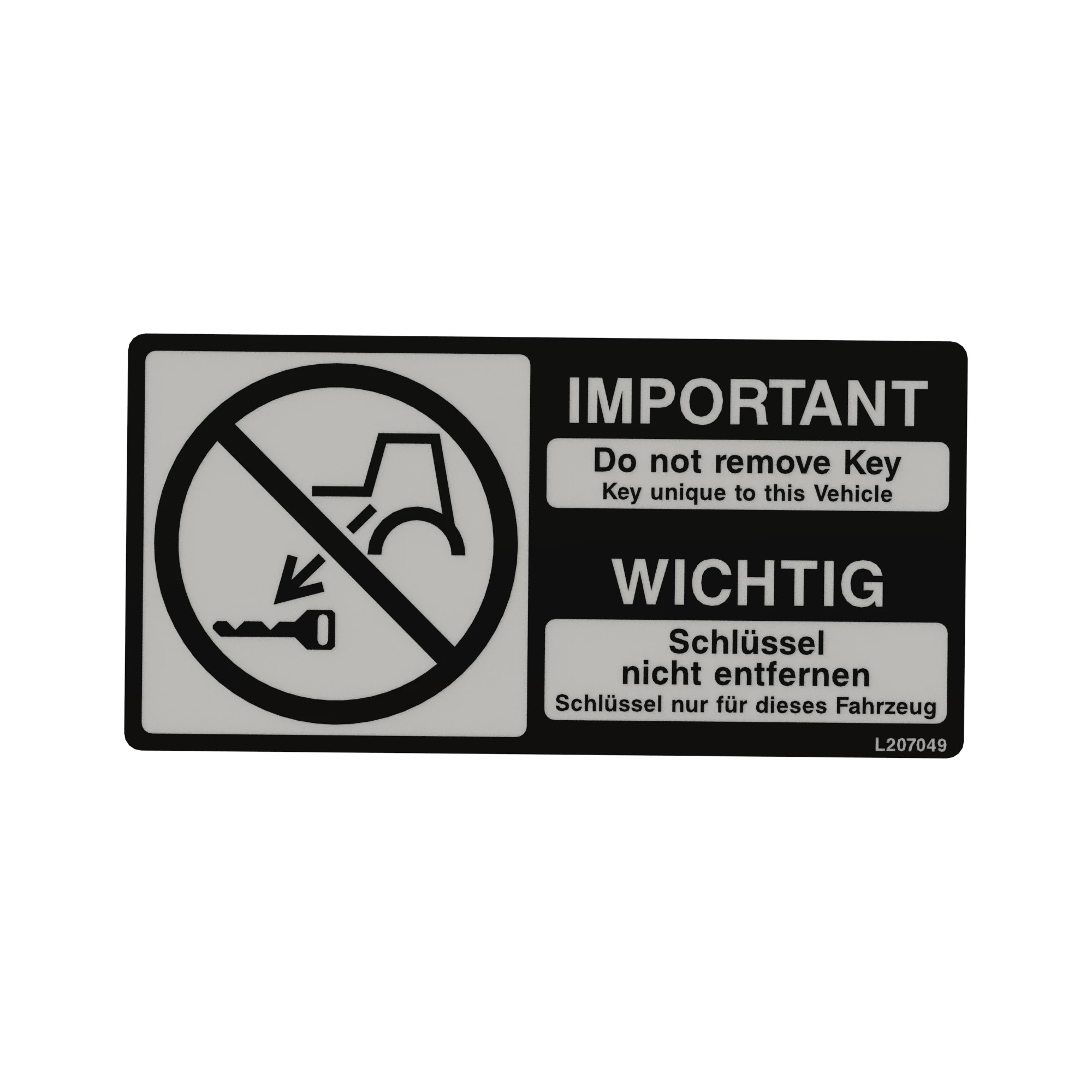INSTRUCTION PLATE, IMMOBILIZER KEY,