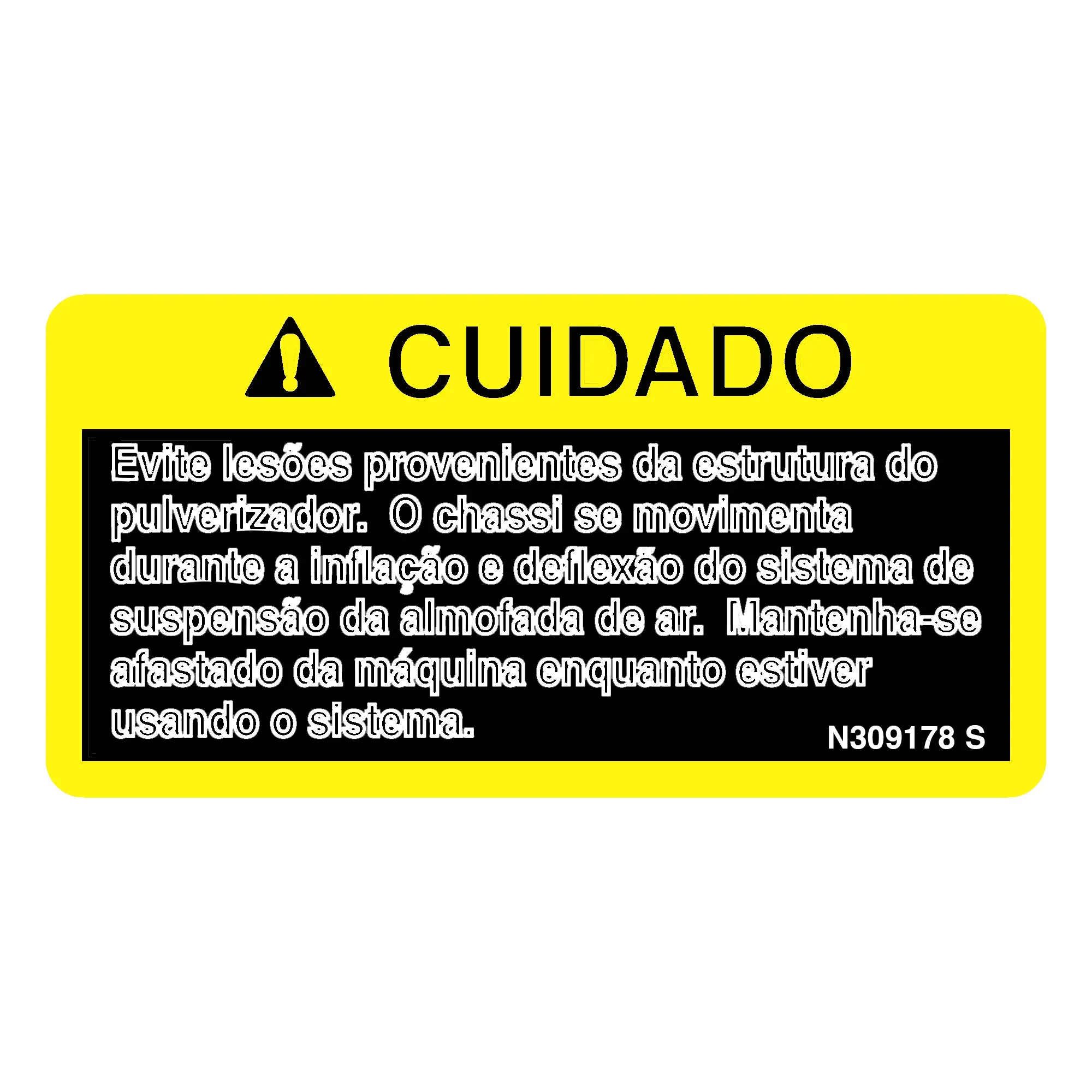 John Deere Auto Air Spring Leveling Label, Portuguese - N309178