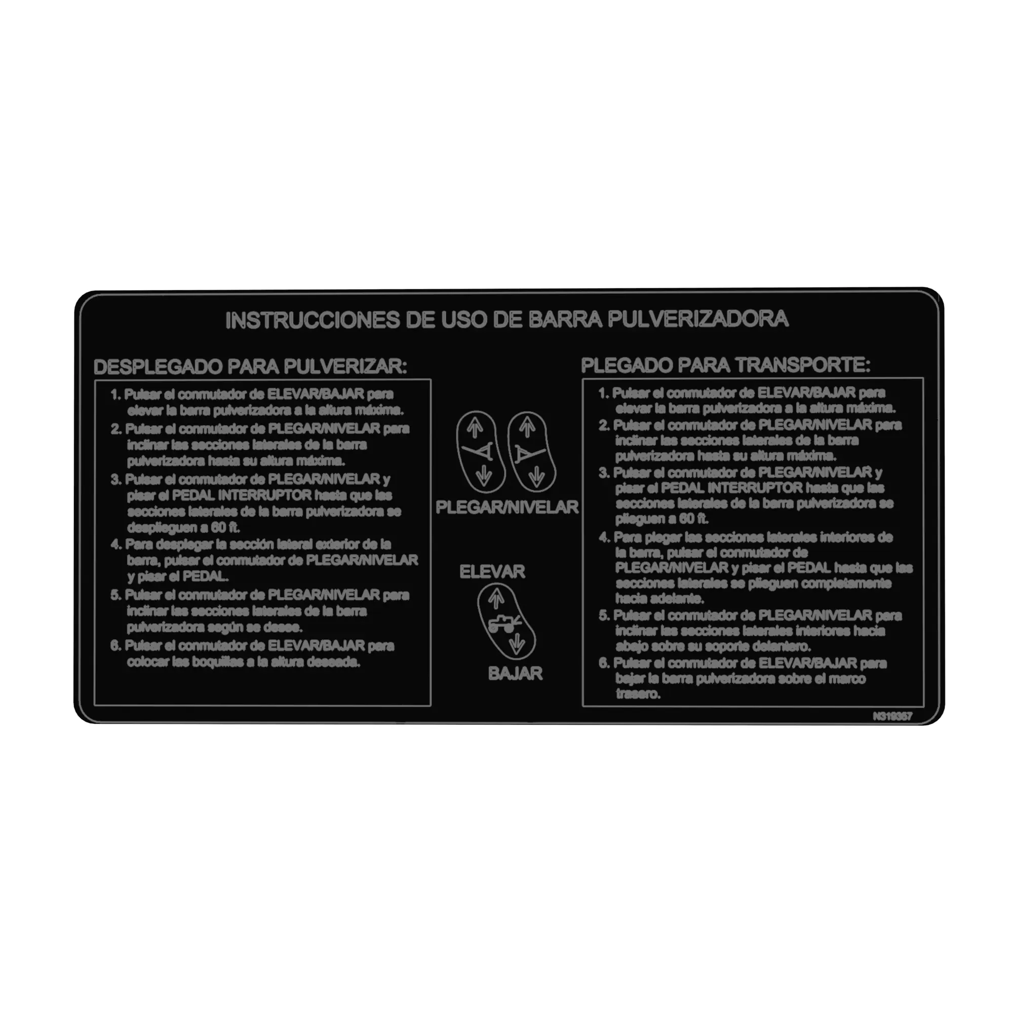 John Deere Boom Fold Instruction Label - N319357