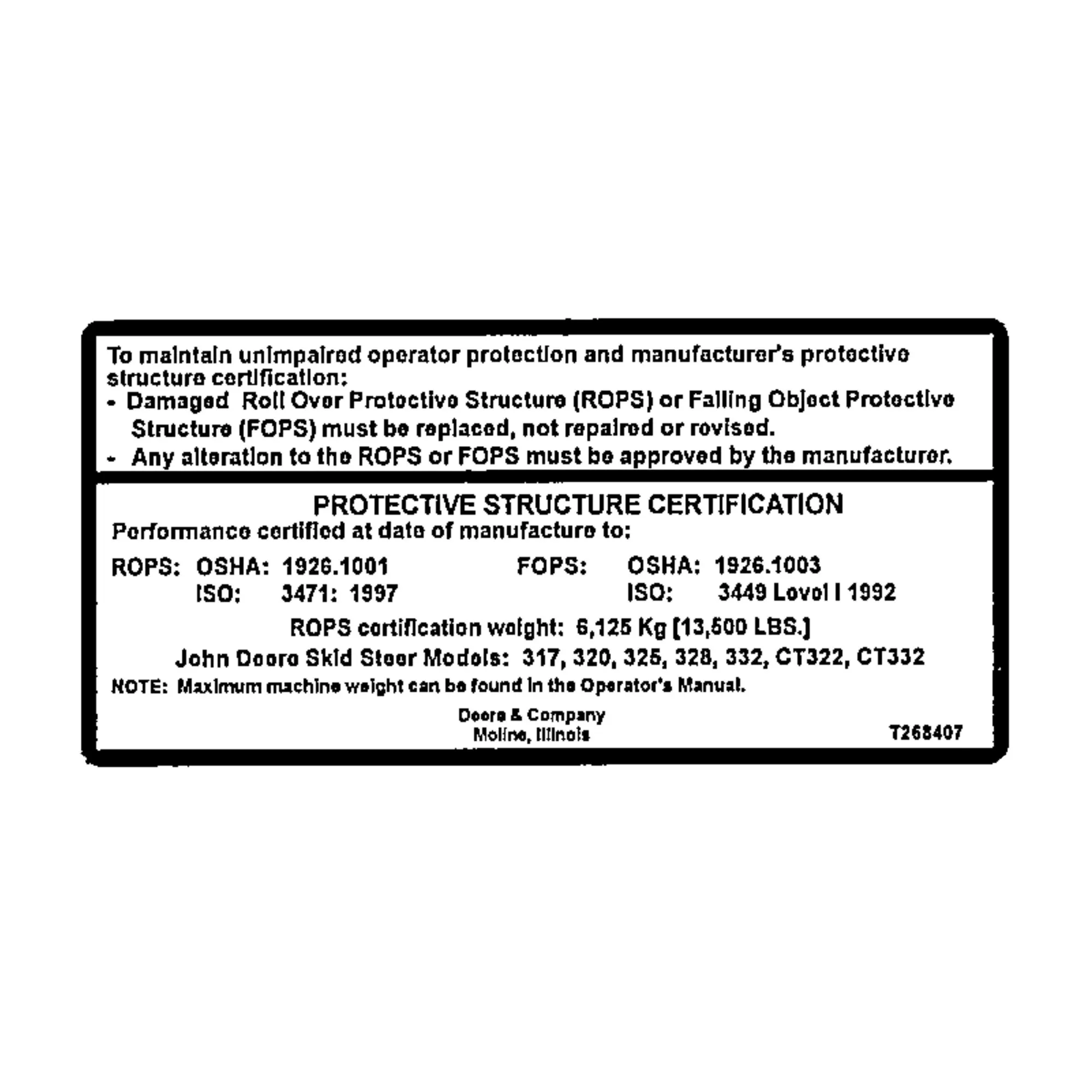 Decal - ROPS Cert.