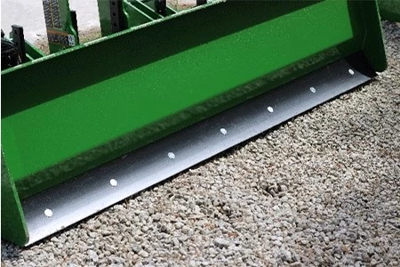 Front right view of a BB52 series box blade resting on gravel