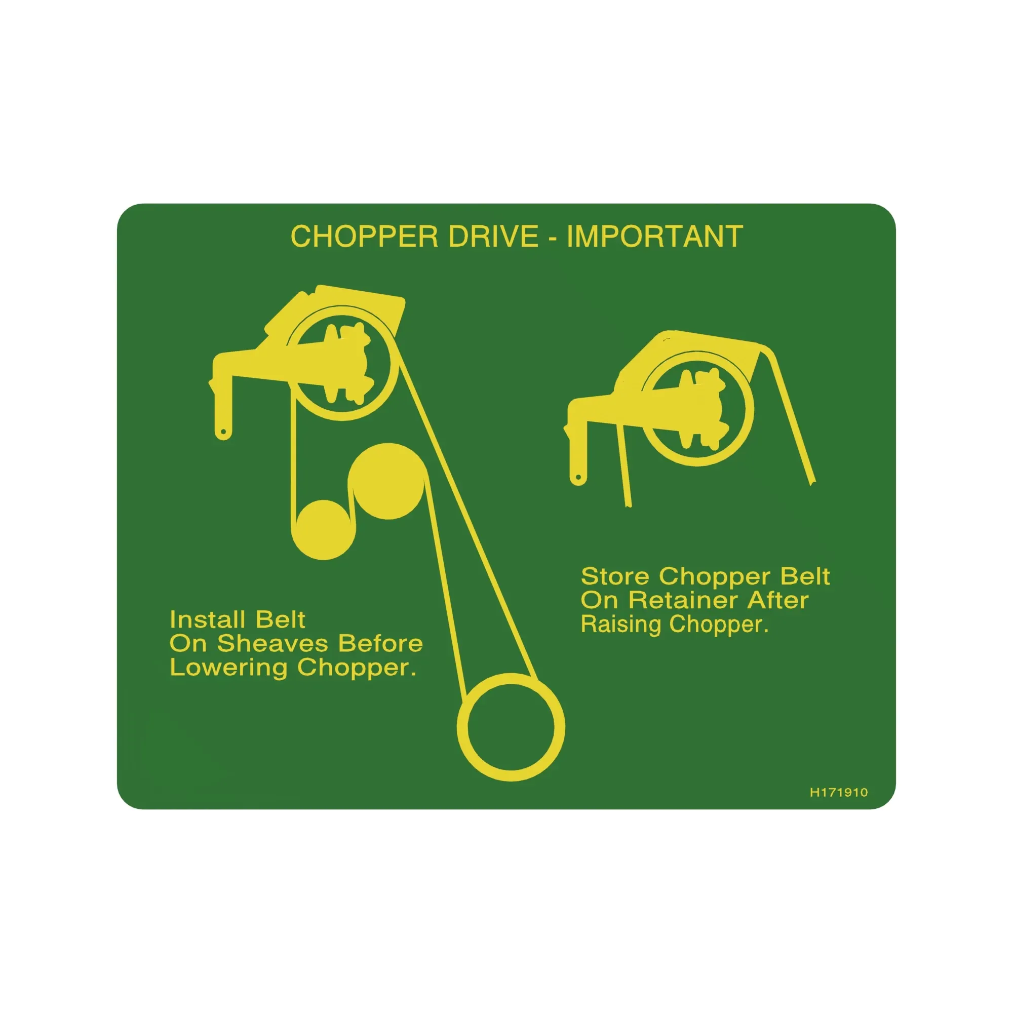 John Deere Chopper Belt Routing Label - H171910