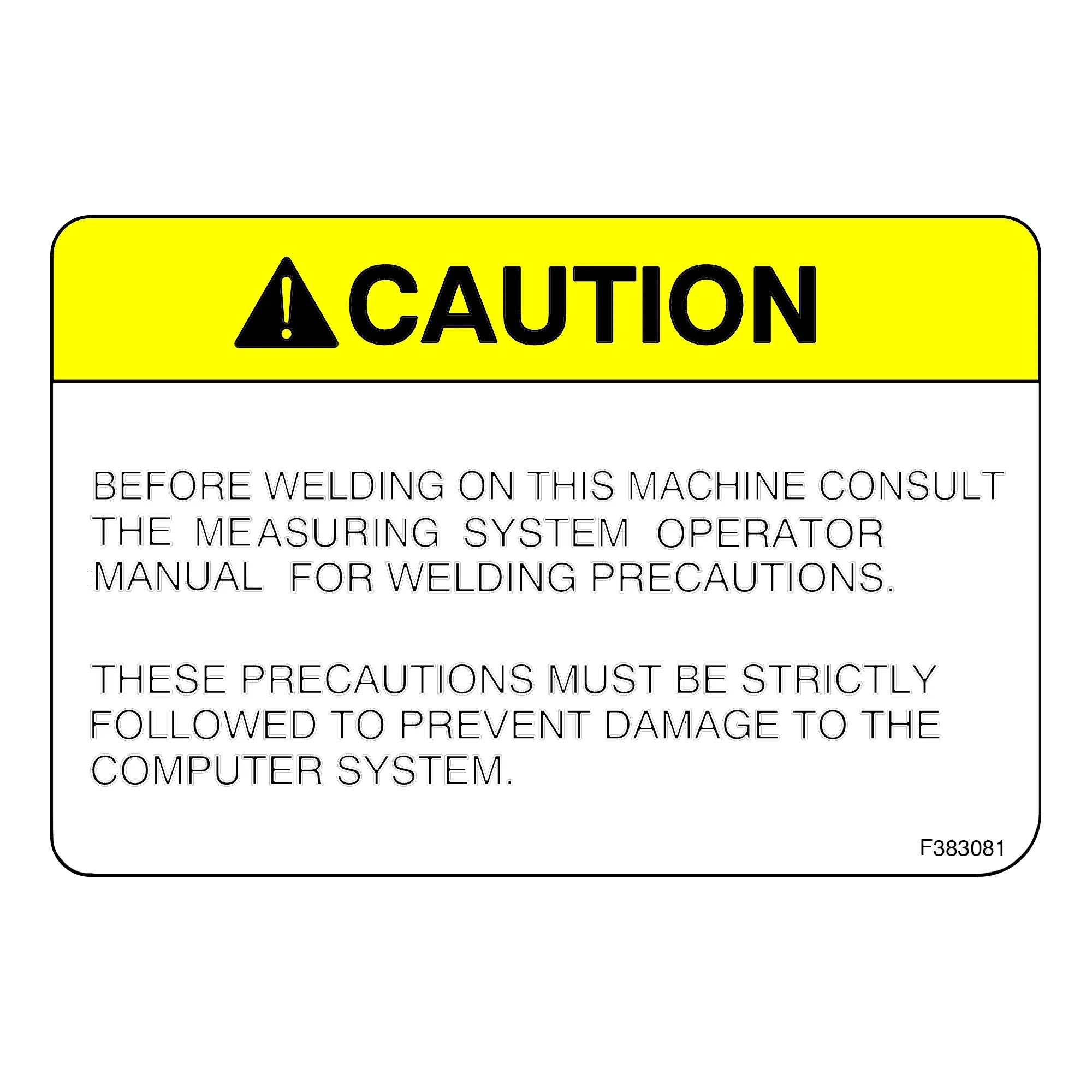 John Deere Weld Warning Decal - F383081