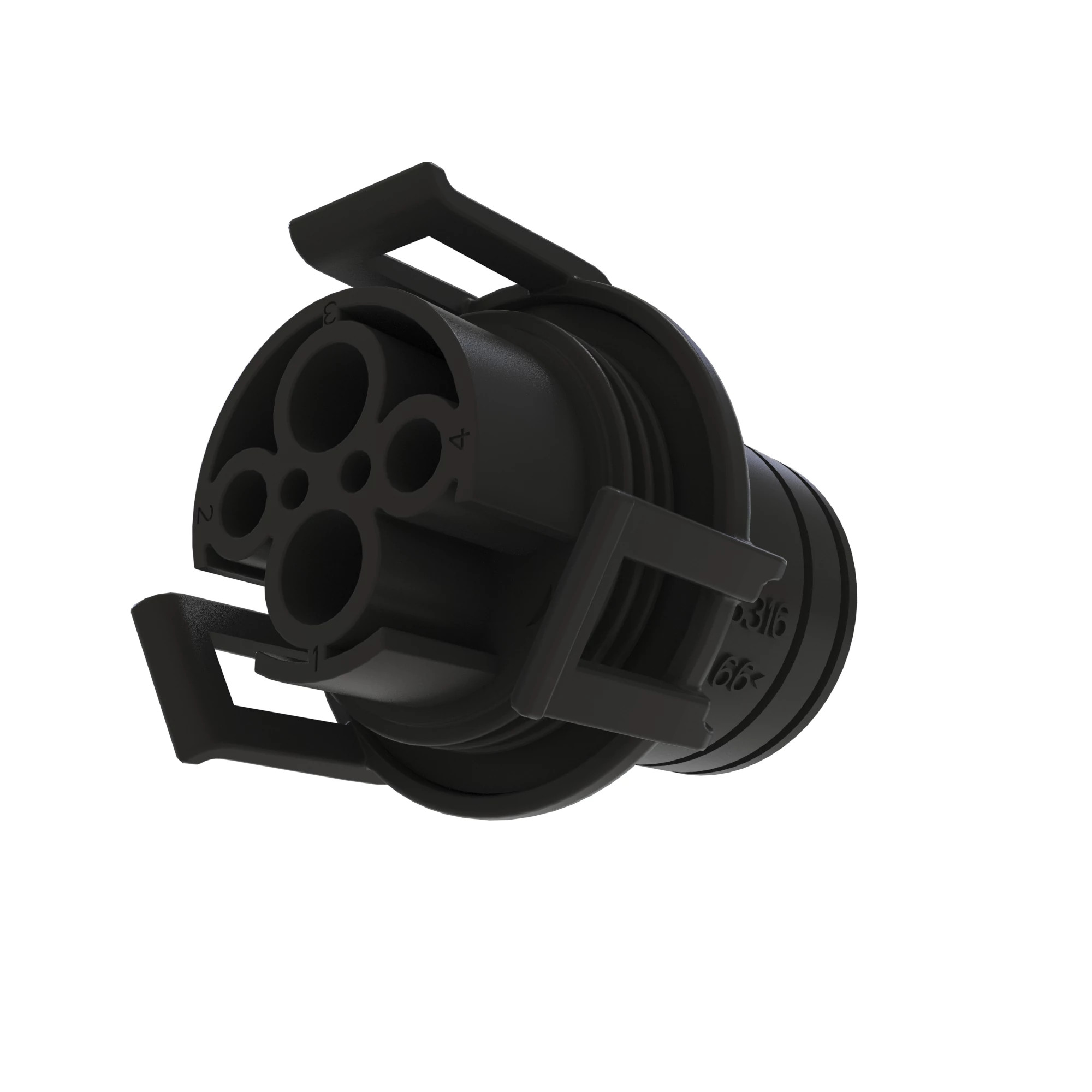 John Deere Black External Electrical Connector Housing, 4 Cavities - 57M13652