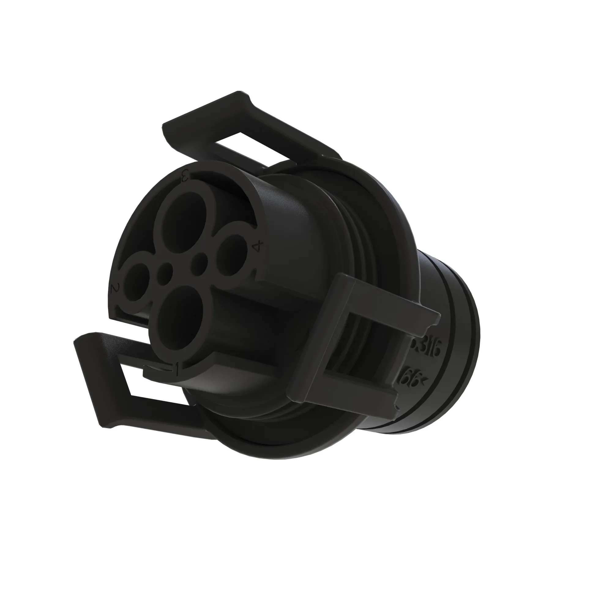 John Deere Black External Electrical Connector Housing, 4 Cavities - 57M13652