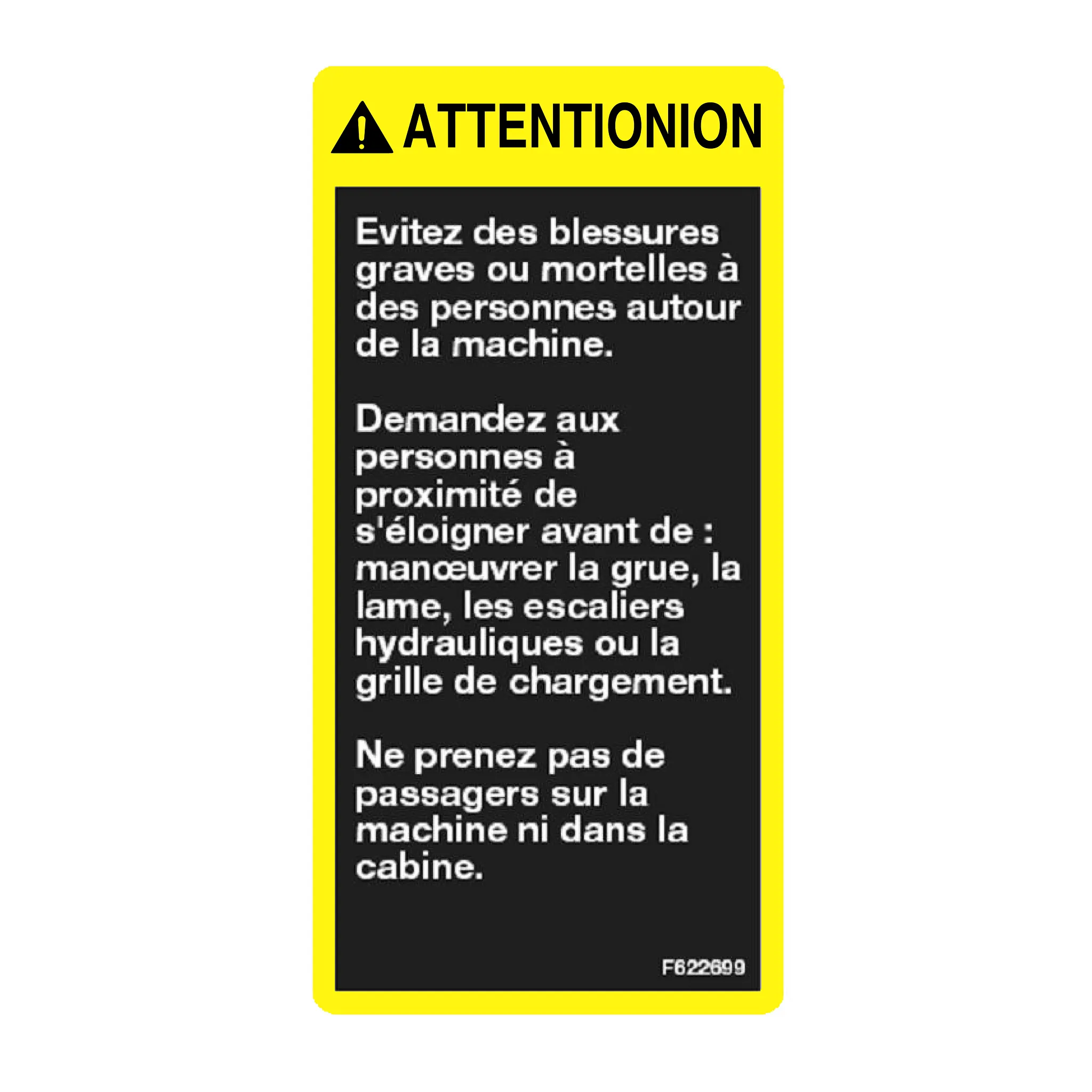 John Deere No Passengers Label - F622699