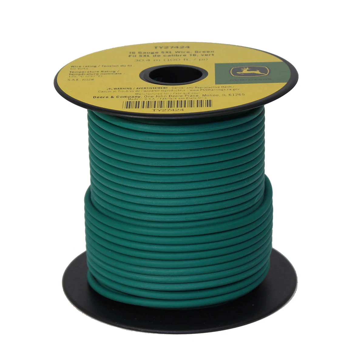 TY27424: Green Wire Roll, 16 Gauge, 100 Ft/Spool, 19 Strands