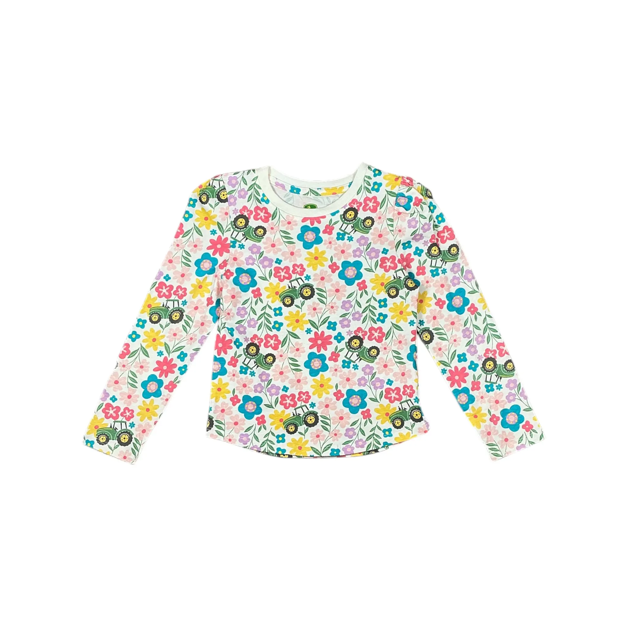 Toddler Tractors and Flowers Long Sleeve T-Shirt