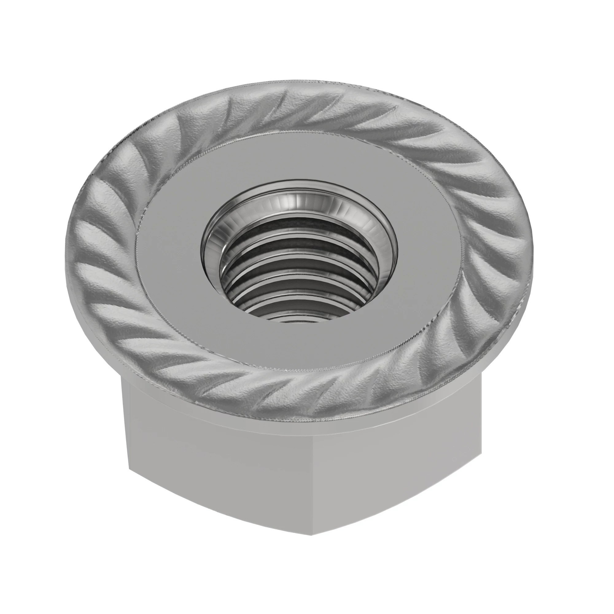 John Deere Hexagonal Flanged Nut, 9.525 mm (3/8") - E55662