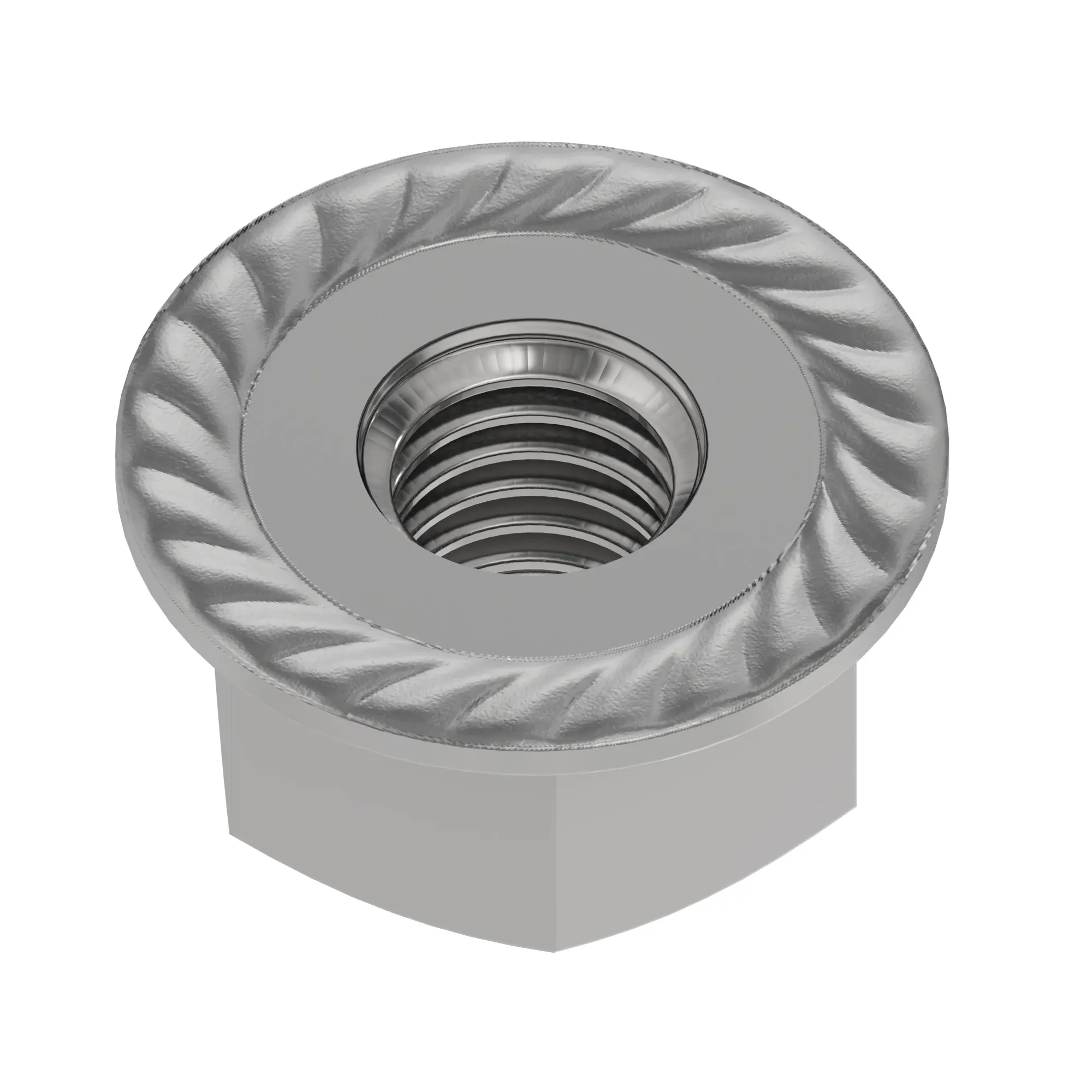 John Deere Hexagonal Flanged Nut, 9.525 mm (3/8") - E55662