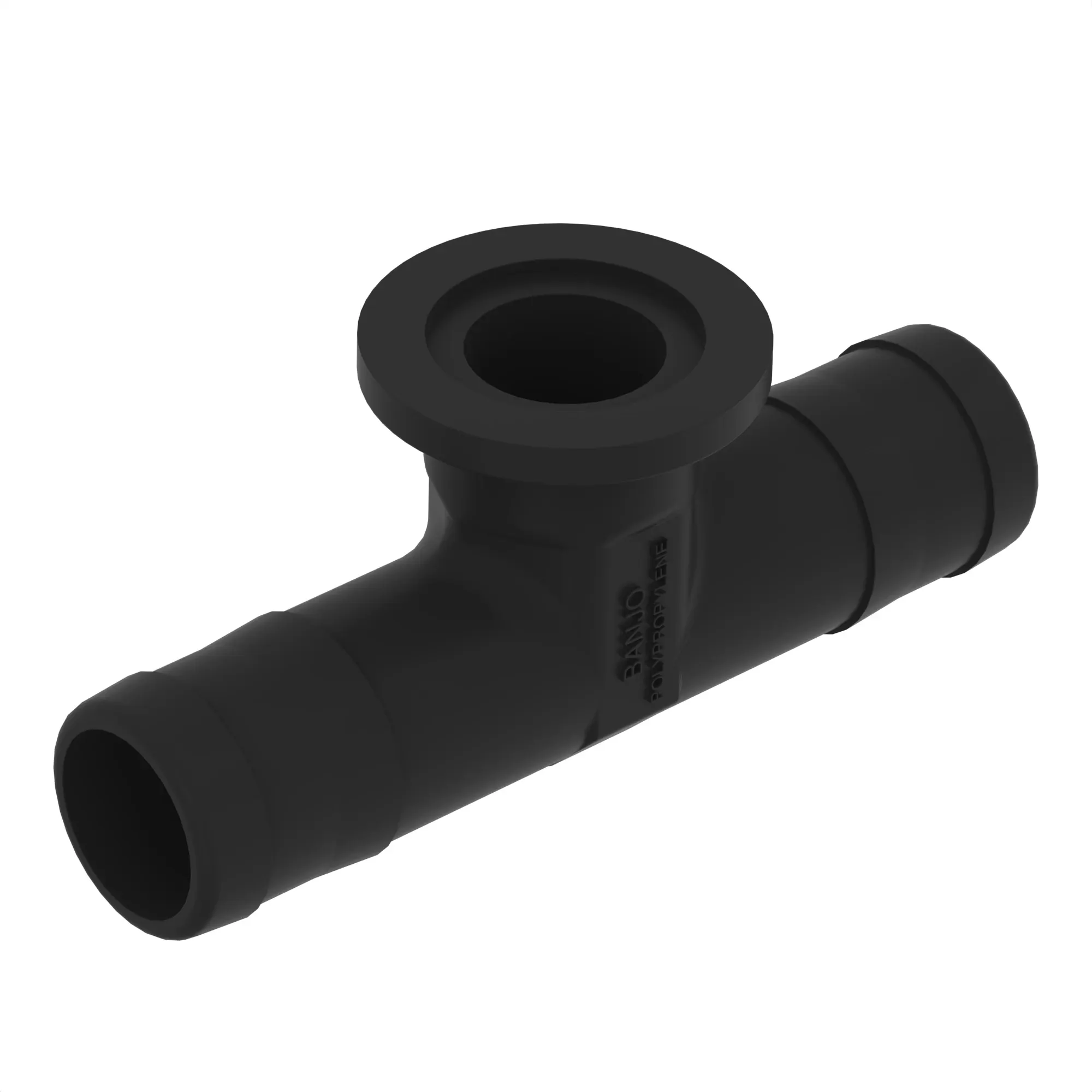 TEE FITTING, 1" FLANGE X 1.25" BARB