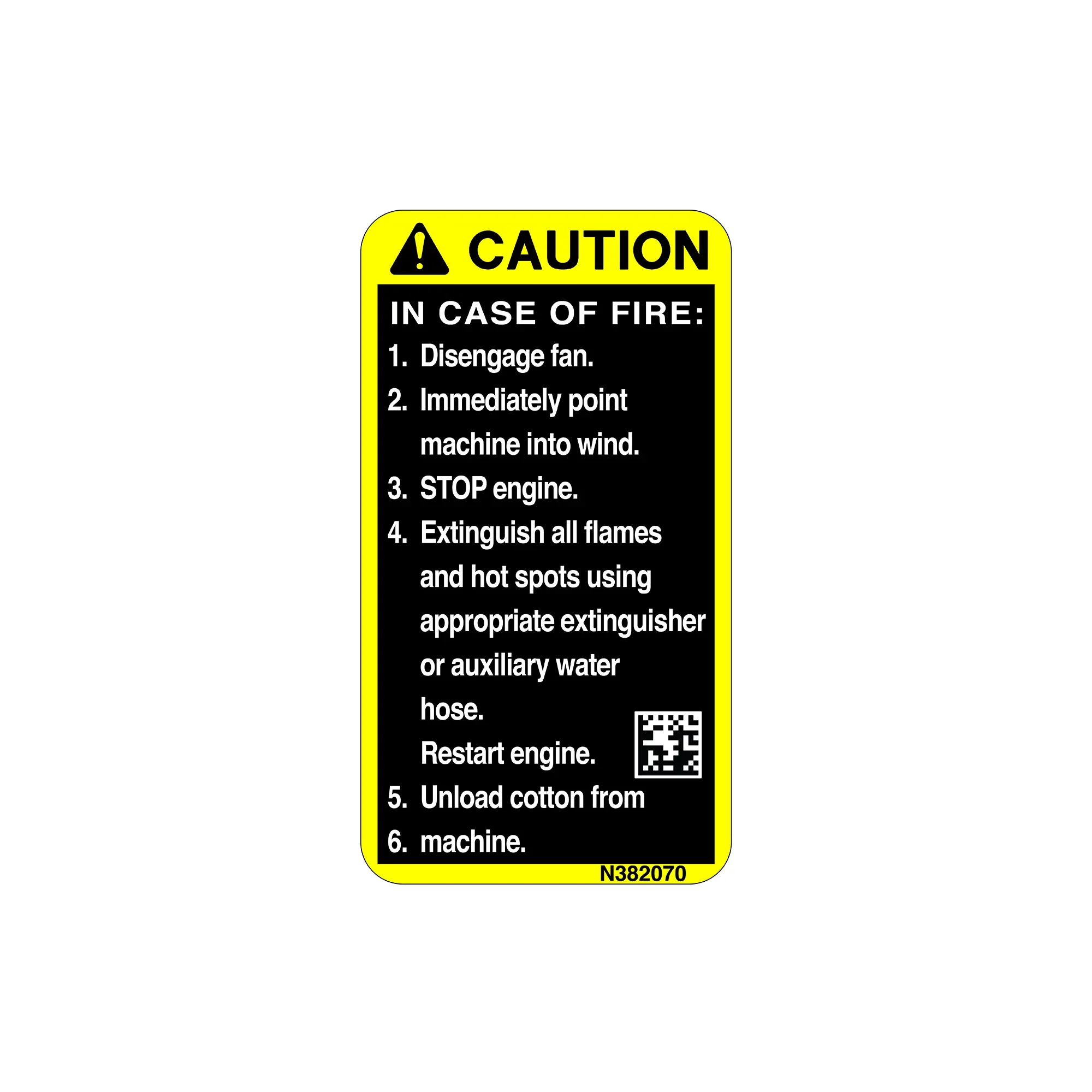 John Deere Caution Fire Label - N382070