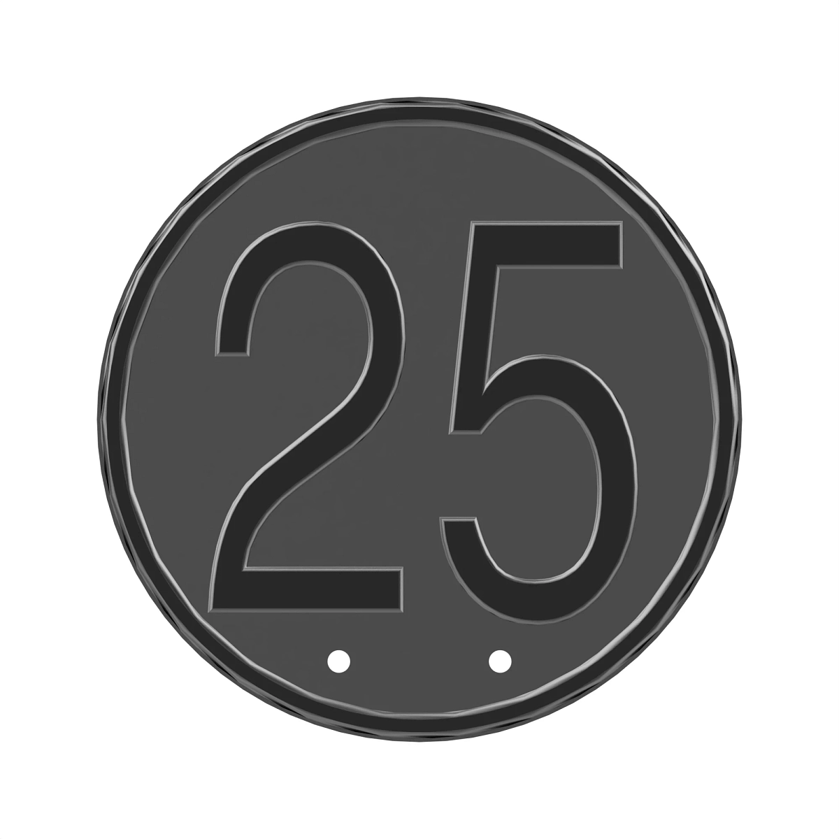 Sign, 25 Km Metal Bl/Wt Drilled